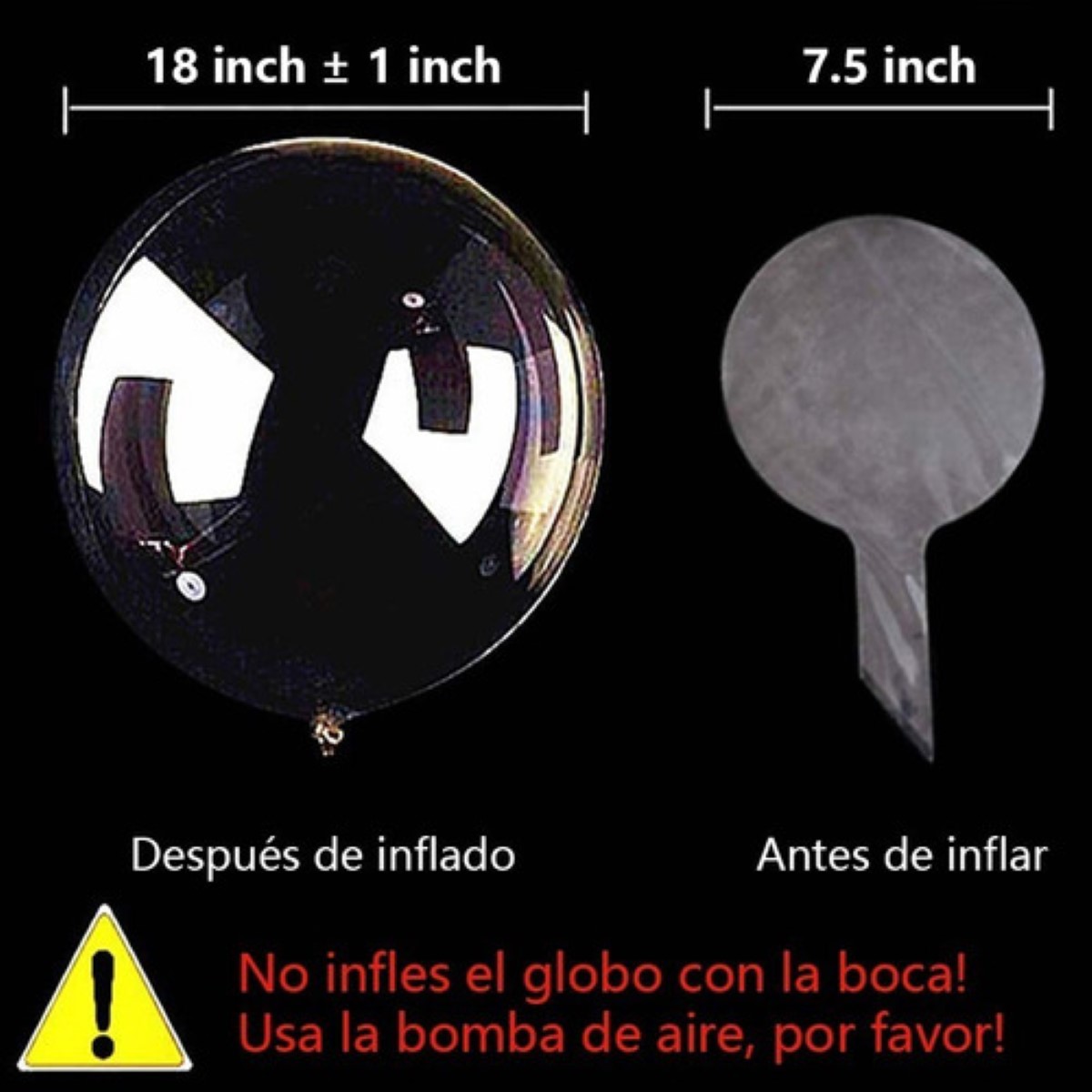 50 Globos Bobo Burbuja Ballón Transparente 18in Para Fiestas Transparente