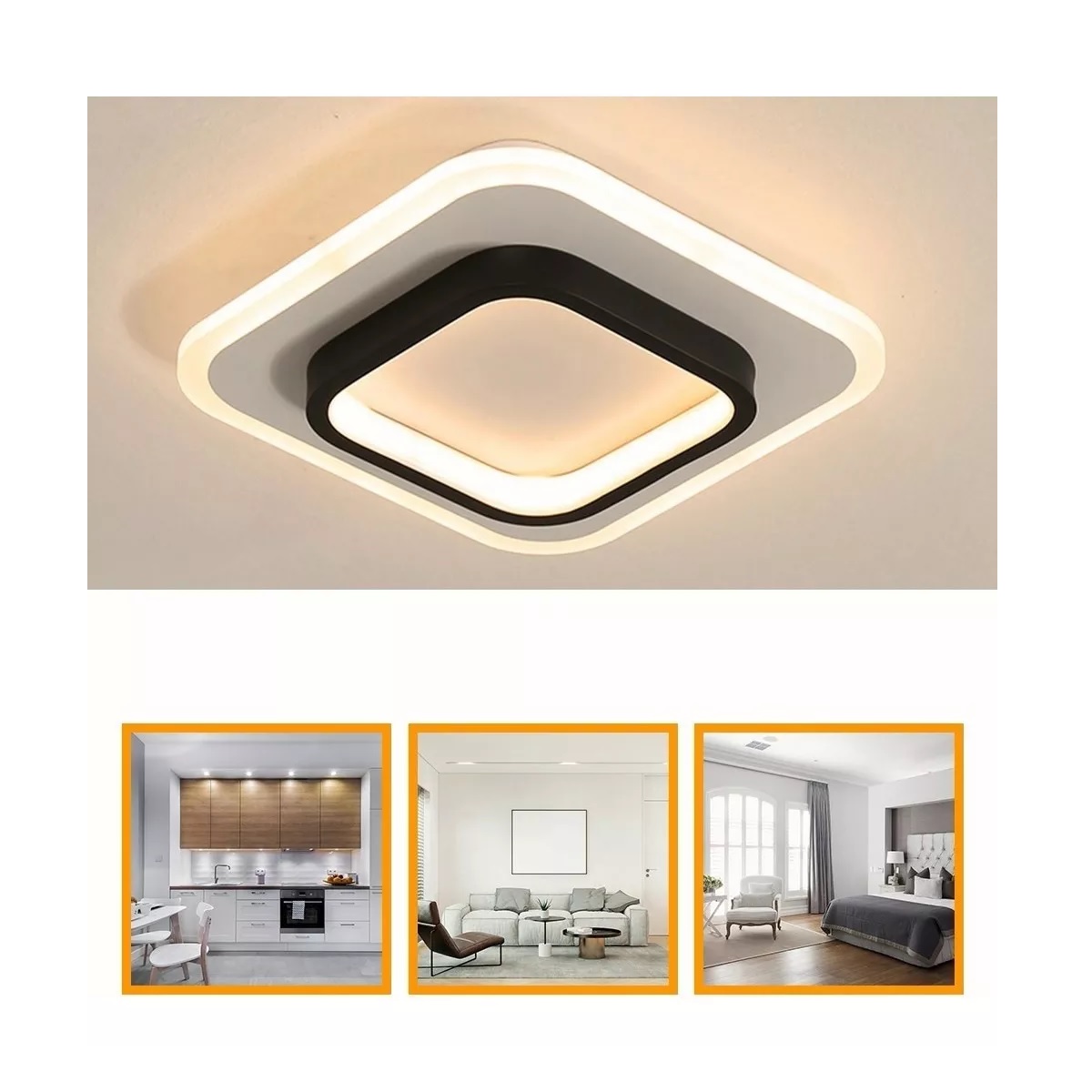 Lámpara De Techo Plafón Led Curva Moderna Luz Calida Cuadrada