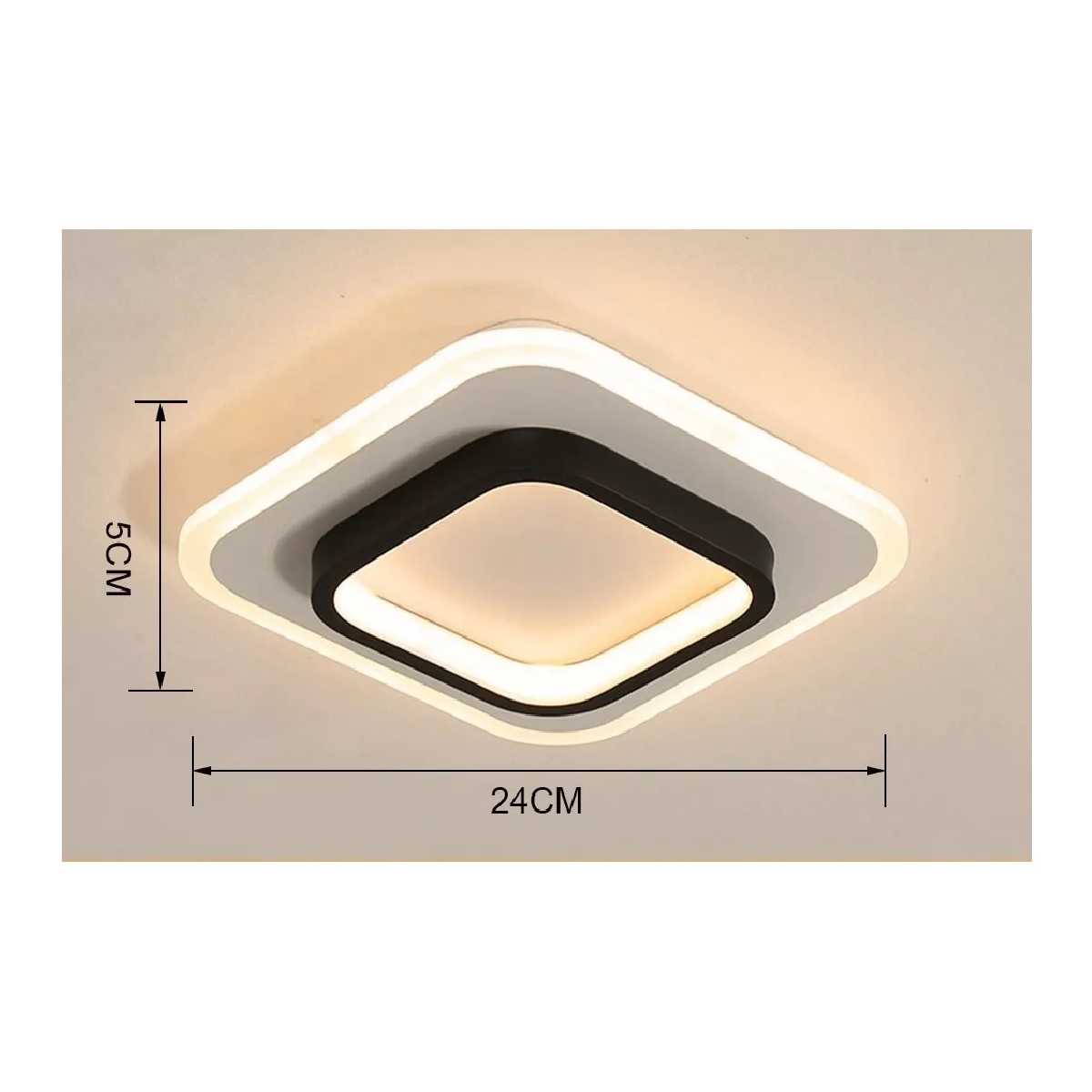 Lámpara De Techo Plafón Led Curva Moderna Luz Calida Cuadrada