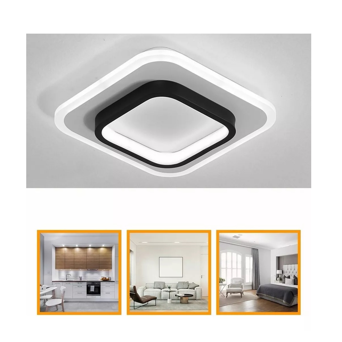 Lámpara De Techo Plafón Led Curva Moderna Luz Fria Cuadrada
