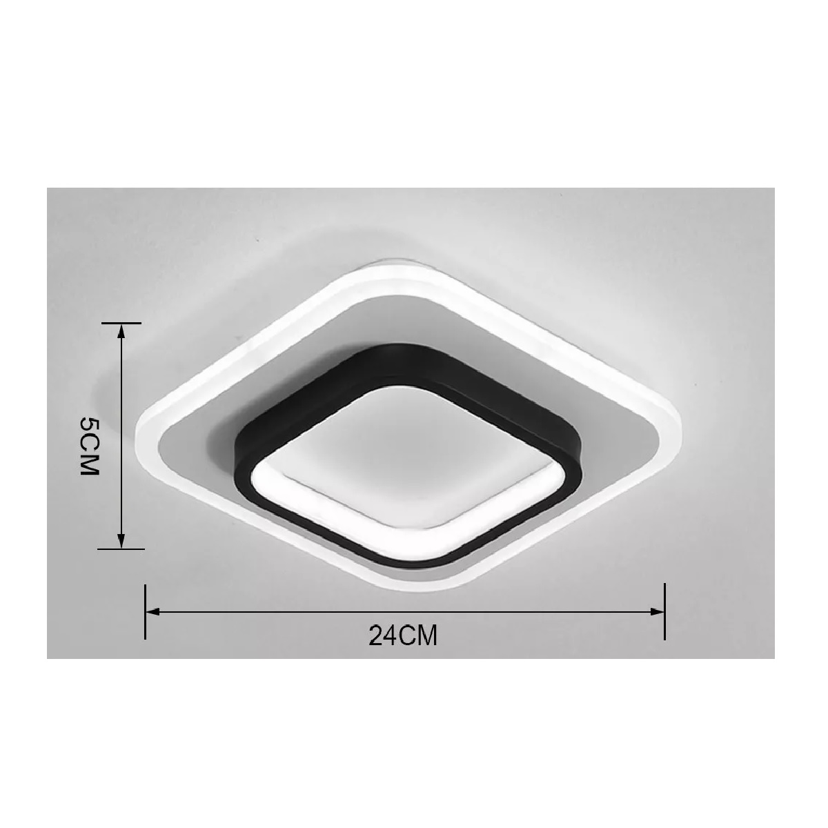 Lámpara De Techo Plafón Led Curva Moderna Luz Fria Cuadrada