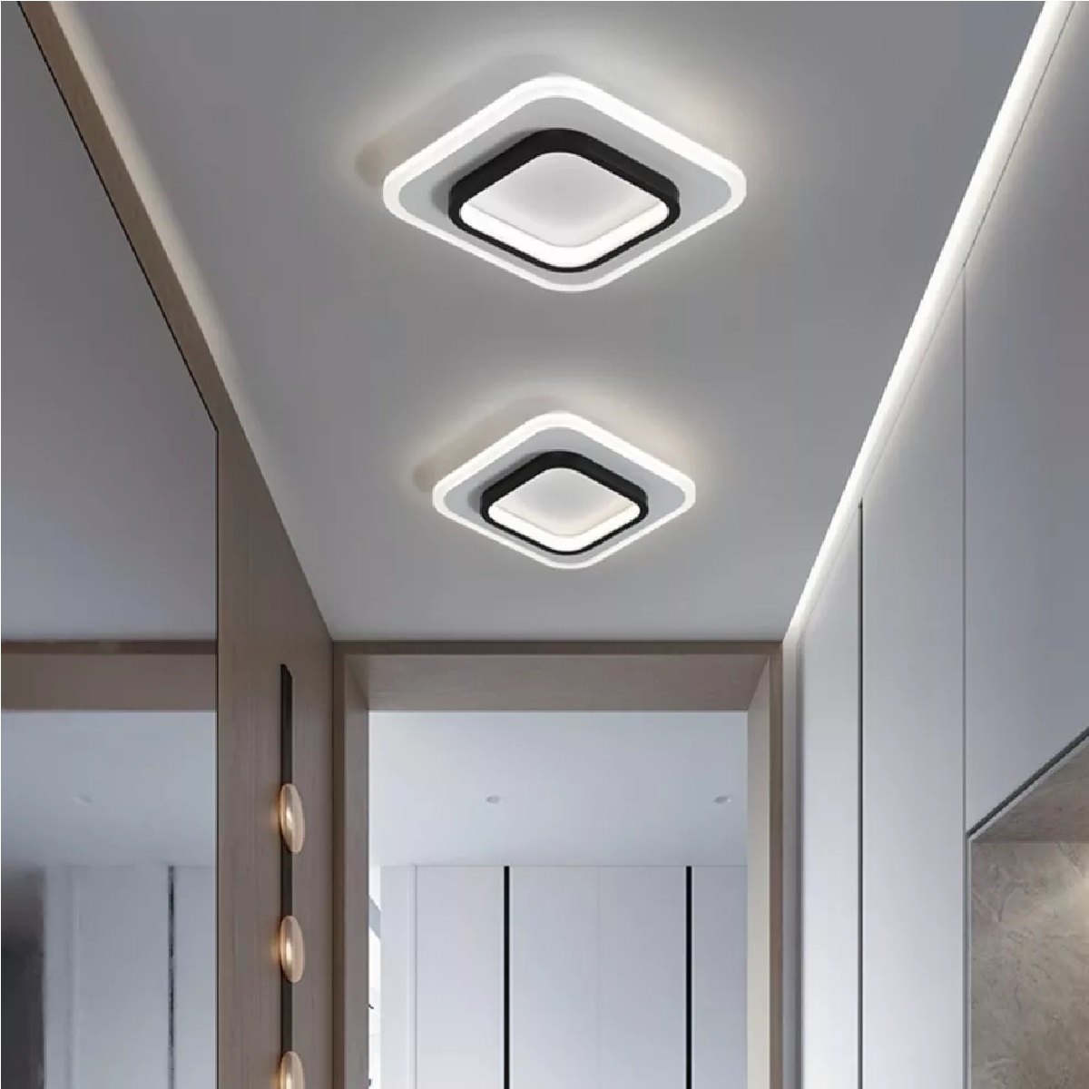 Lámpara De Techo Plafón Led Curva Moderna Luz Fria Cuadrada