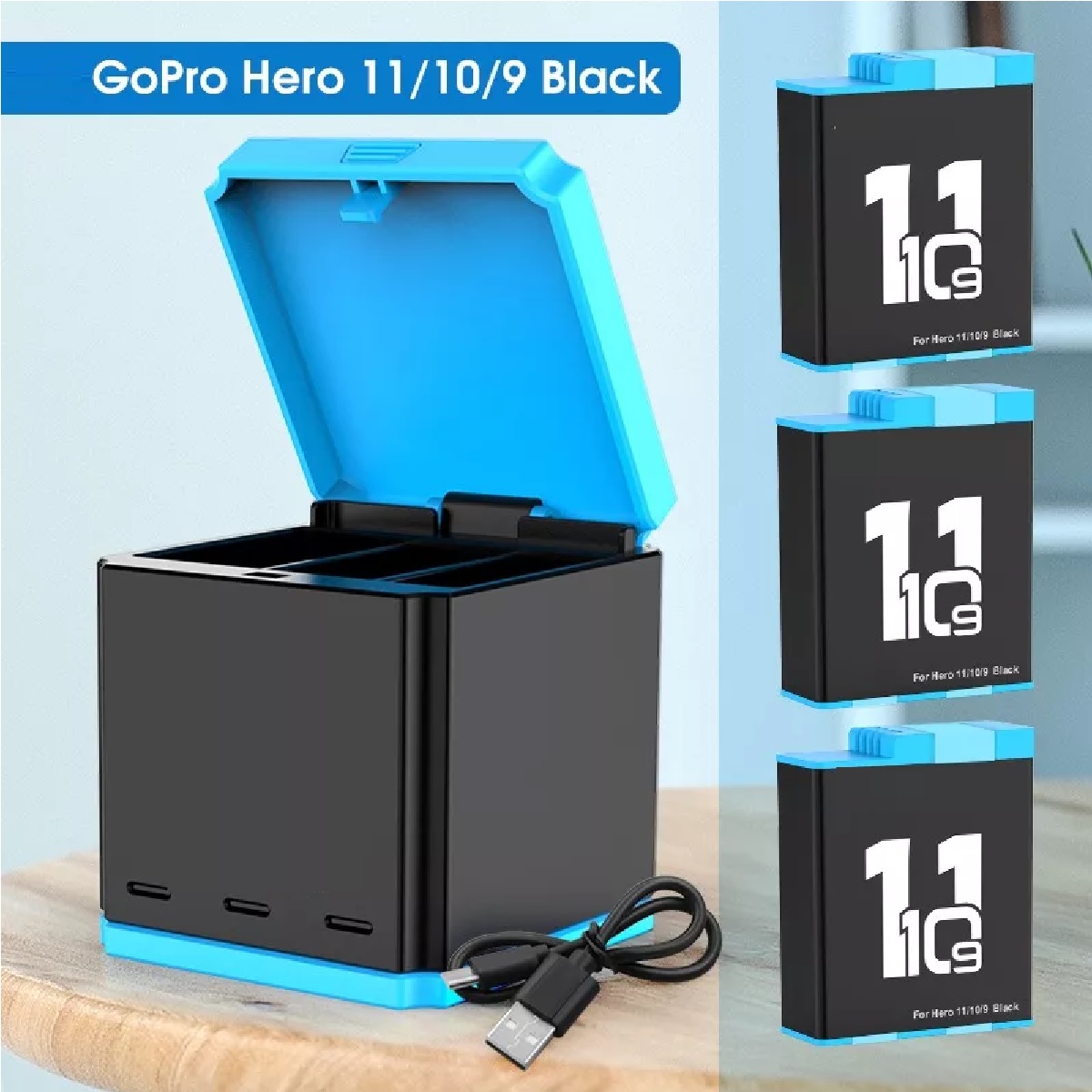 Kit De Accesorios Con 3 Baterías Para Gopro Hero 11 10 9