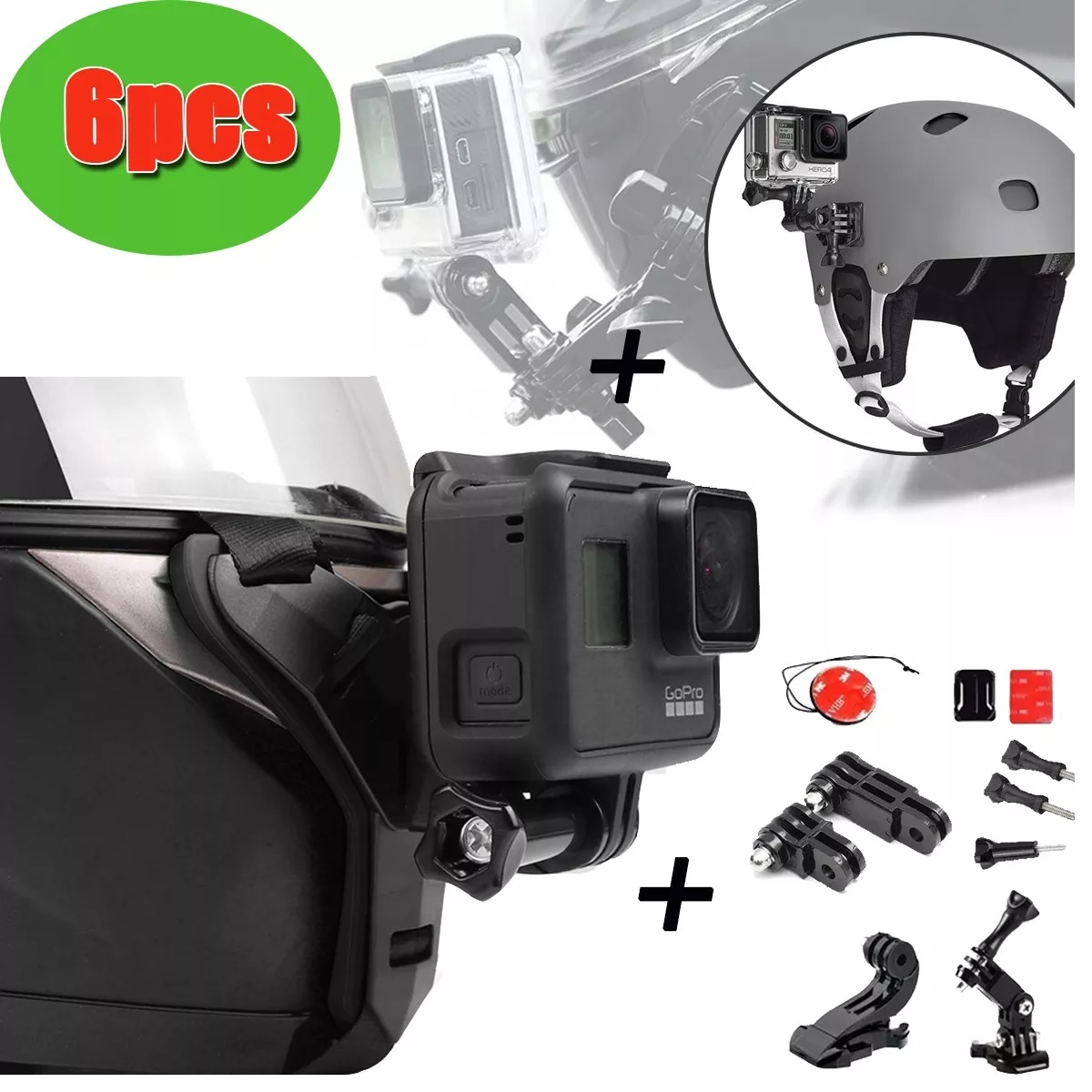 Base Adaptador Casco Moto Kit Lateral Gopro Cámara Acción