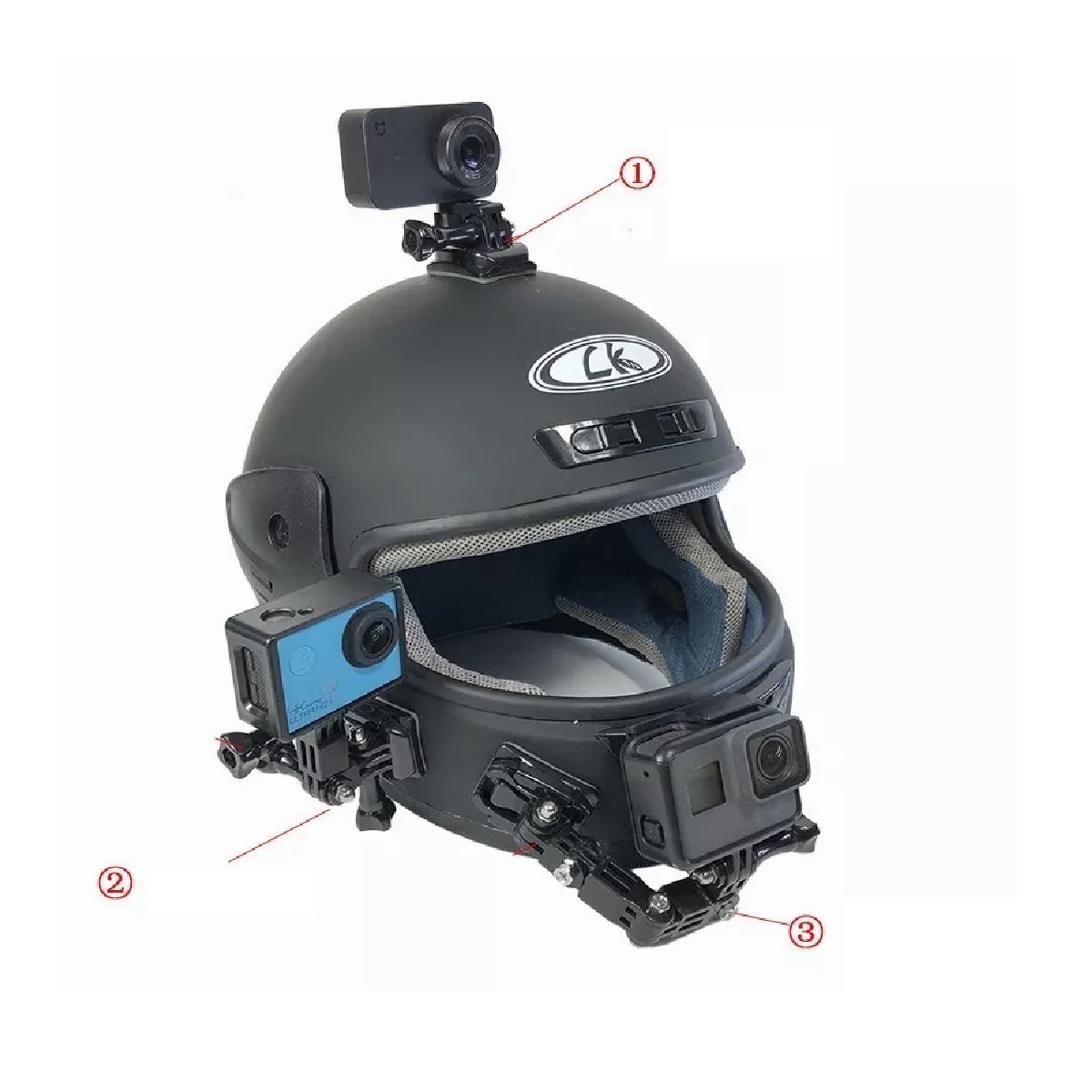 Base Adaptador Casco Moto Kit Lateral Gopro Cámara Acción