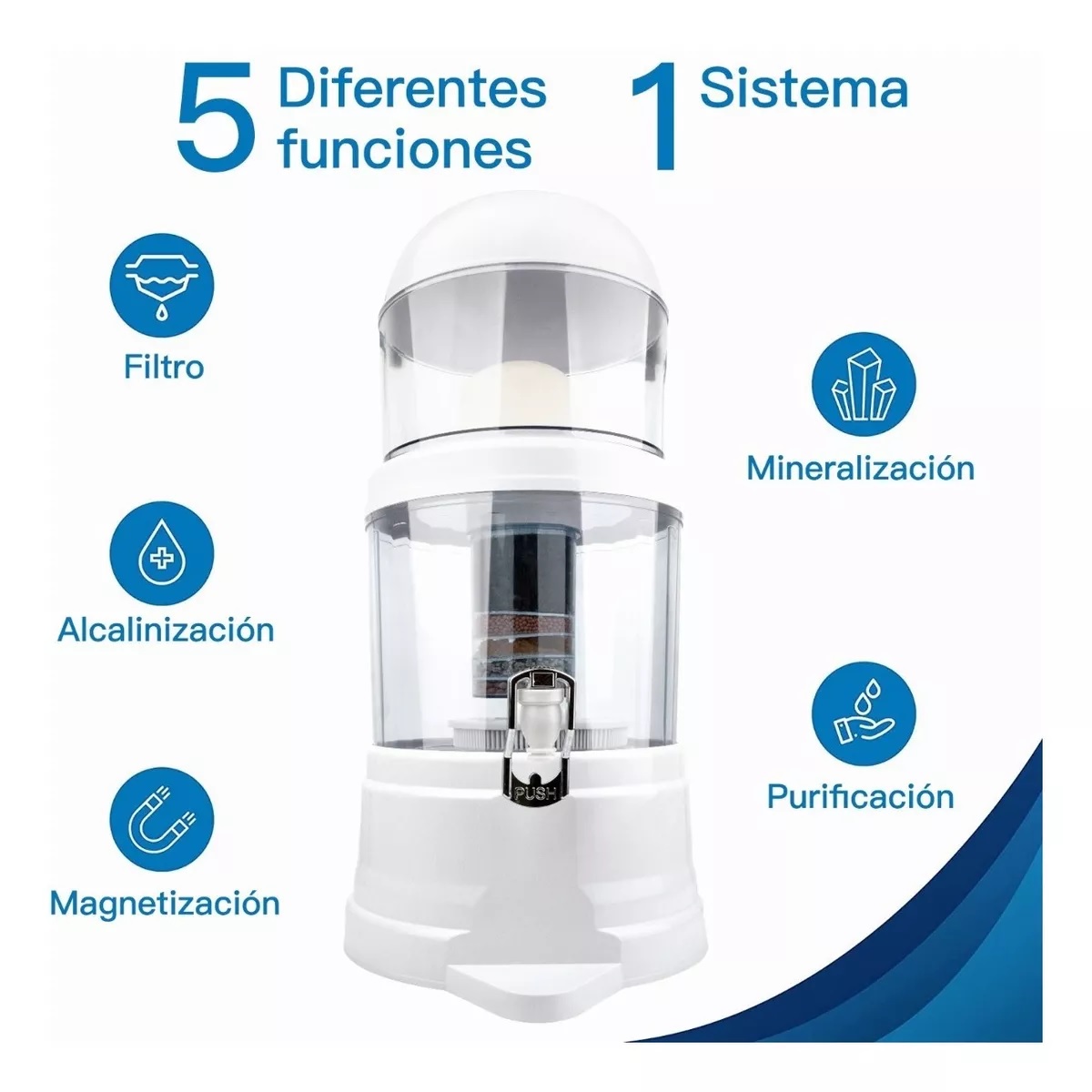 14 Litros Filtro De Agua Purificador Alcalino Mineralizador