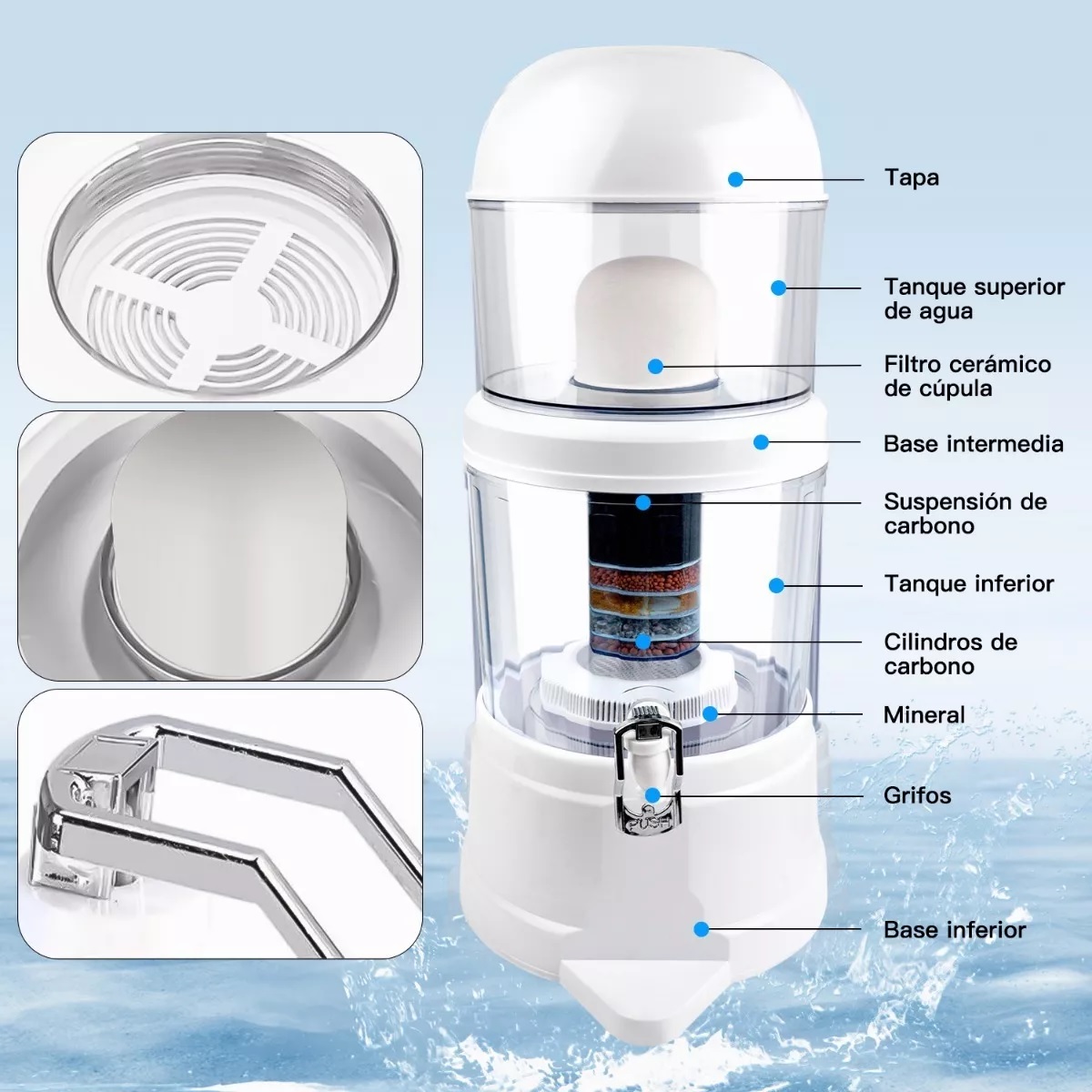 14 Litros Filtro De Agua Purificador Alcalino Mineralizador