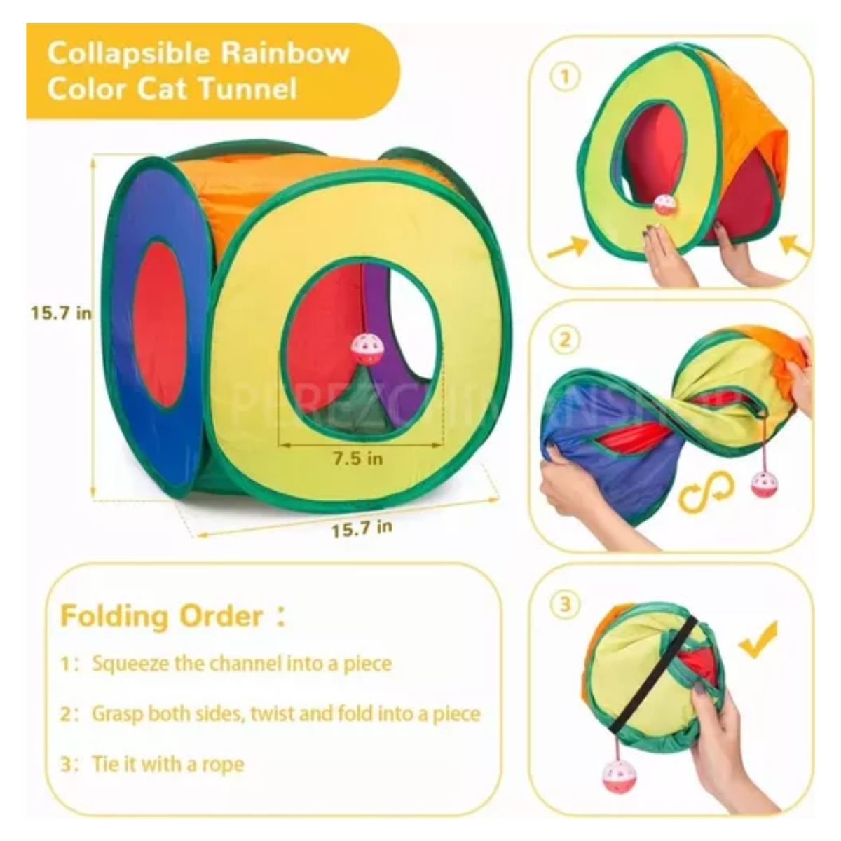 Juguetes Para Gato 33 Pz Pluma Varita Bola Túnel Casa Ratone Multicolor