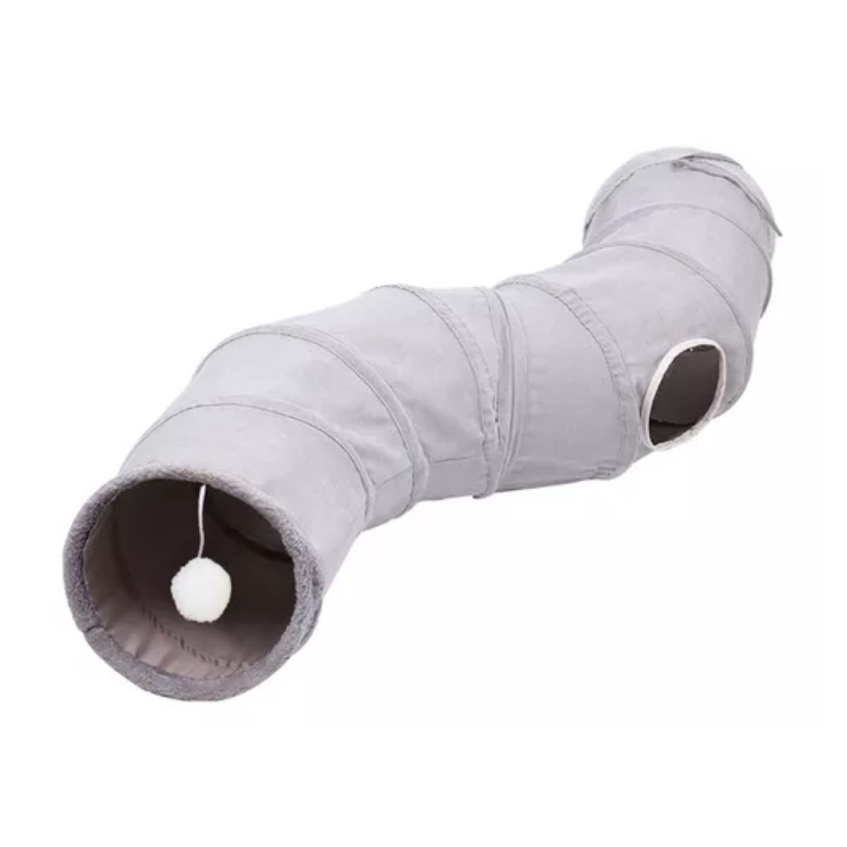 Túnel Plegable Para Gato Con Bola Colgante, Forma De S 124cm Gris 