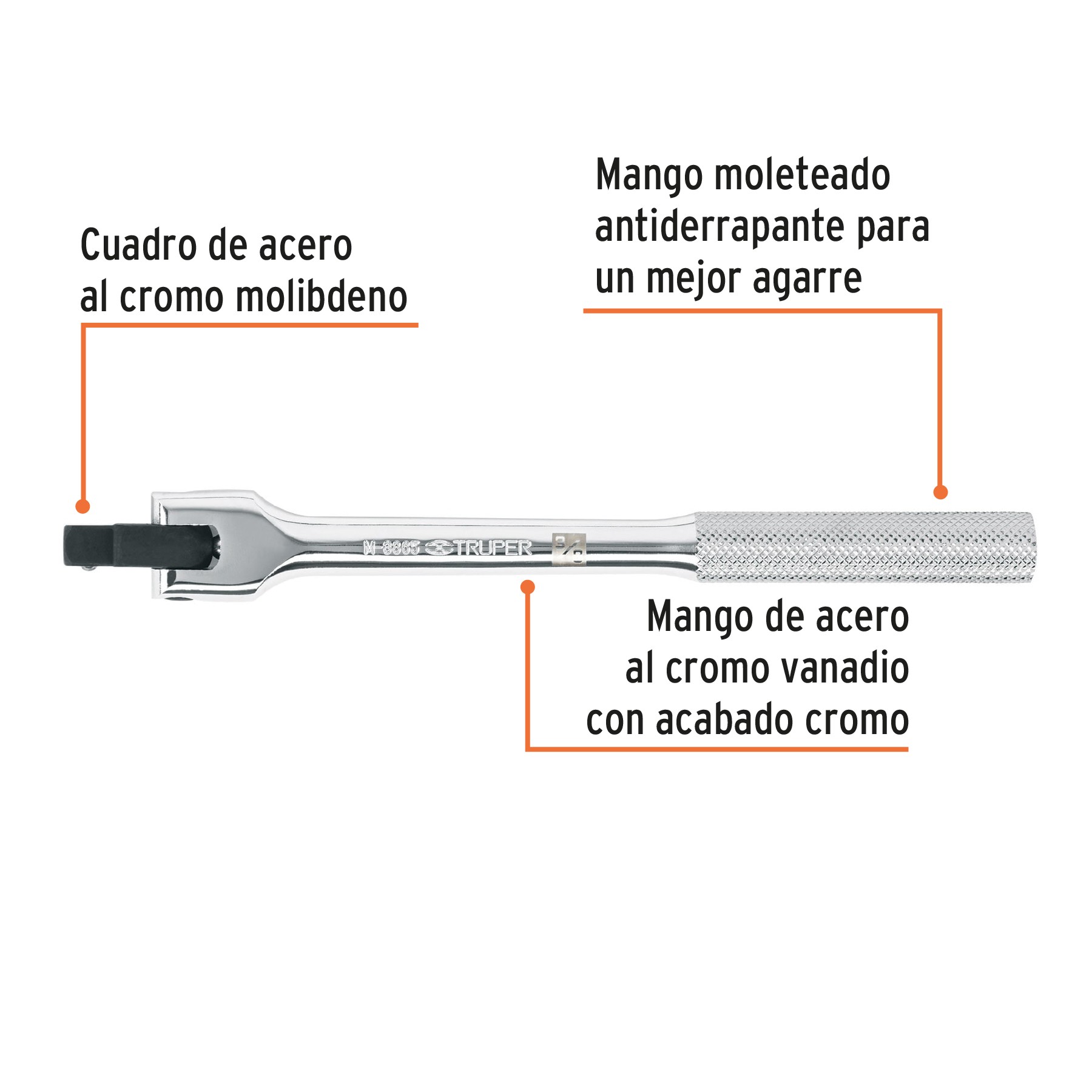 MANGO ARTICULADO DE 7-1/2" X 13 MM PARA DADOS CUADRO 3/8" TRUPER 13661