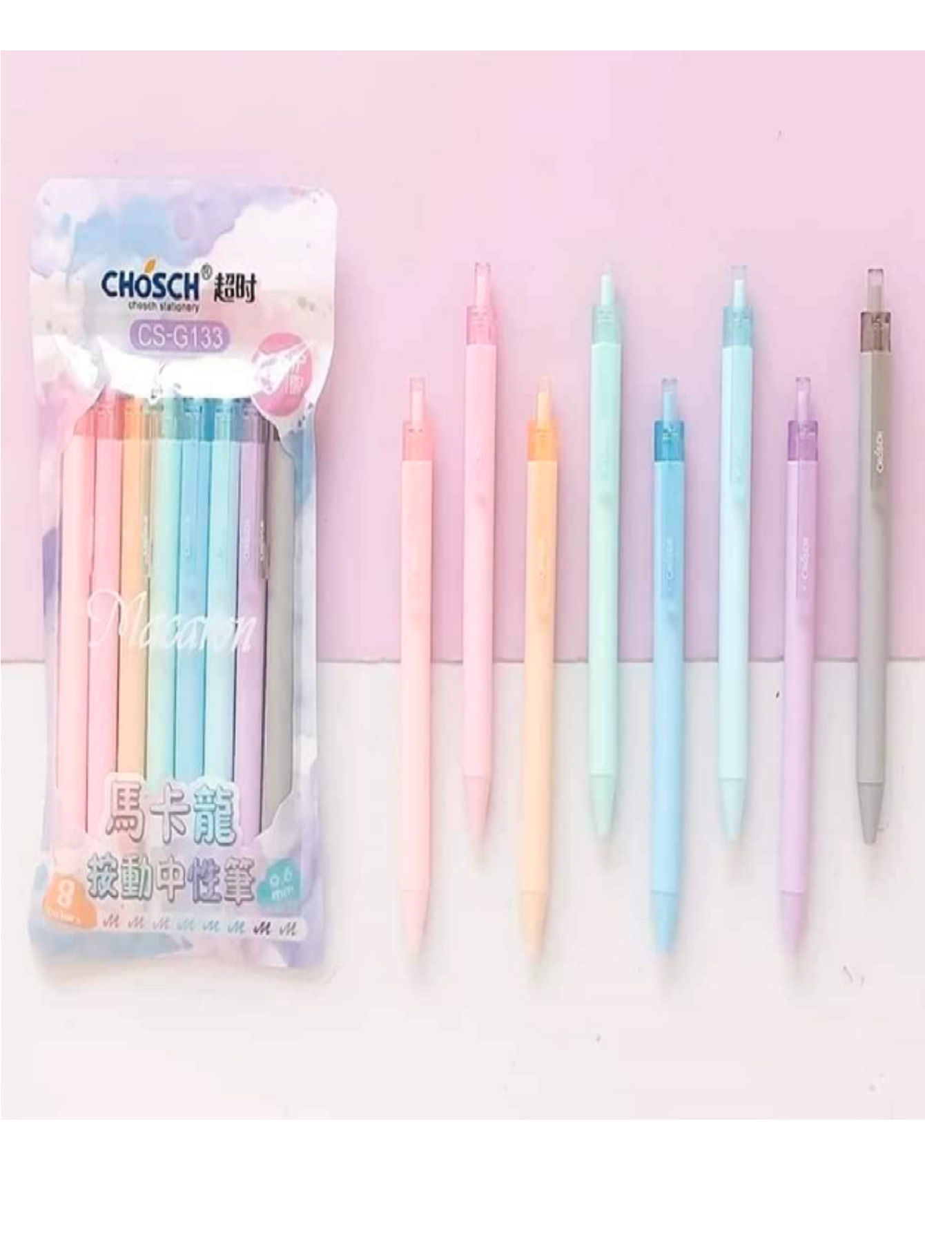 set de 8 bolígrafos de gel Macaron pastel Chosch
