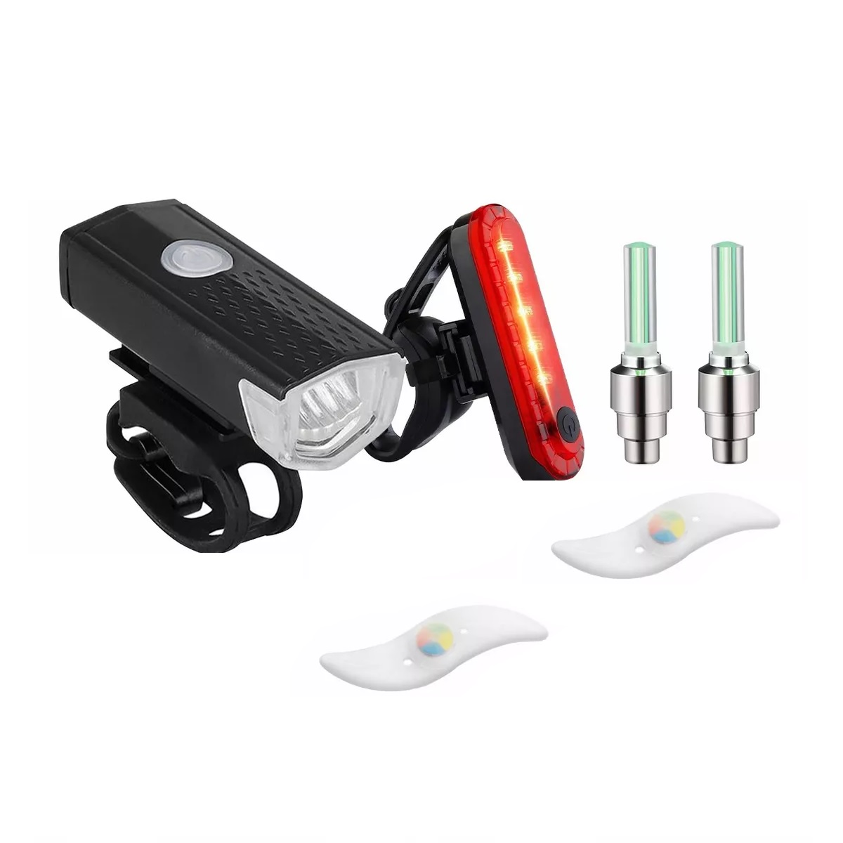 Kit 6pz Luz Bicicleta Accesorios Usb Recargable Delantera Traser