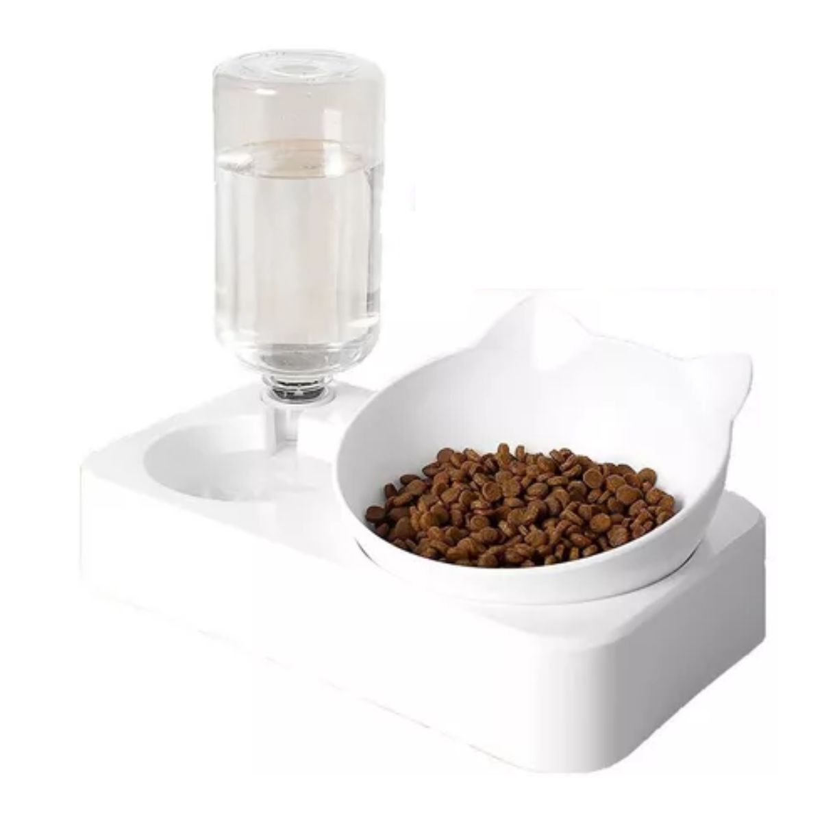 Dispensador Comedero Y Bebedero 2 En 1 Para Perros Gatos blanco