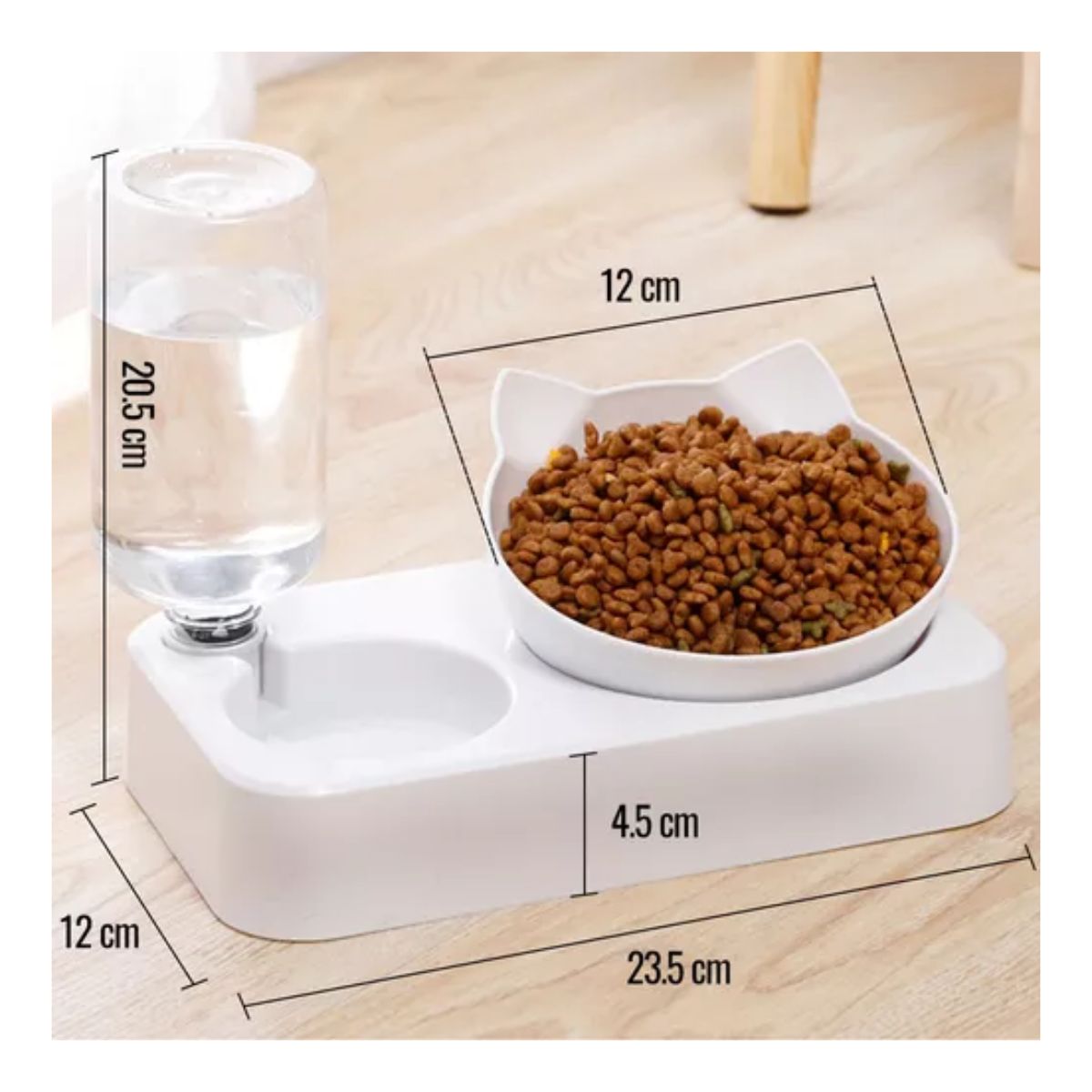 Dispensador Comedero Y Bebedero 2 En 1 Para Perros Gatos blanco