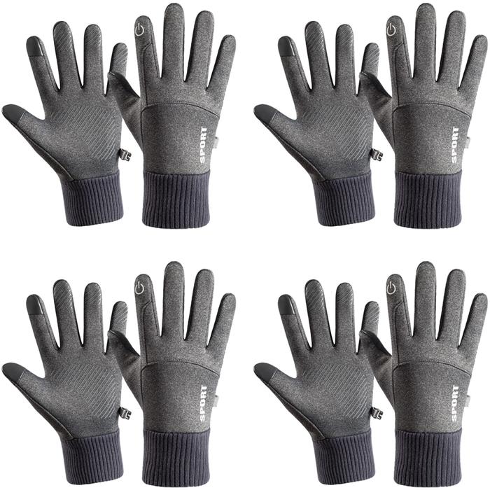 Manoplas de Invierno para Correr MXGIY-014-2 4 Pares XL Gris Claro 110mm x 245mm Poliéster y Vellón Sensibilidad Pantalla Táctil, SnowGlovLightGray