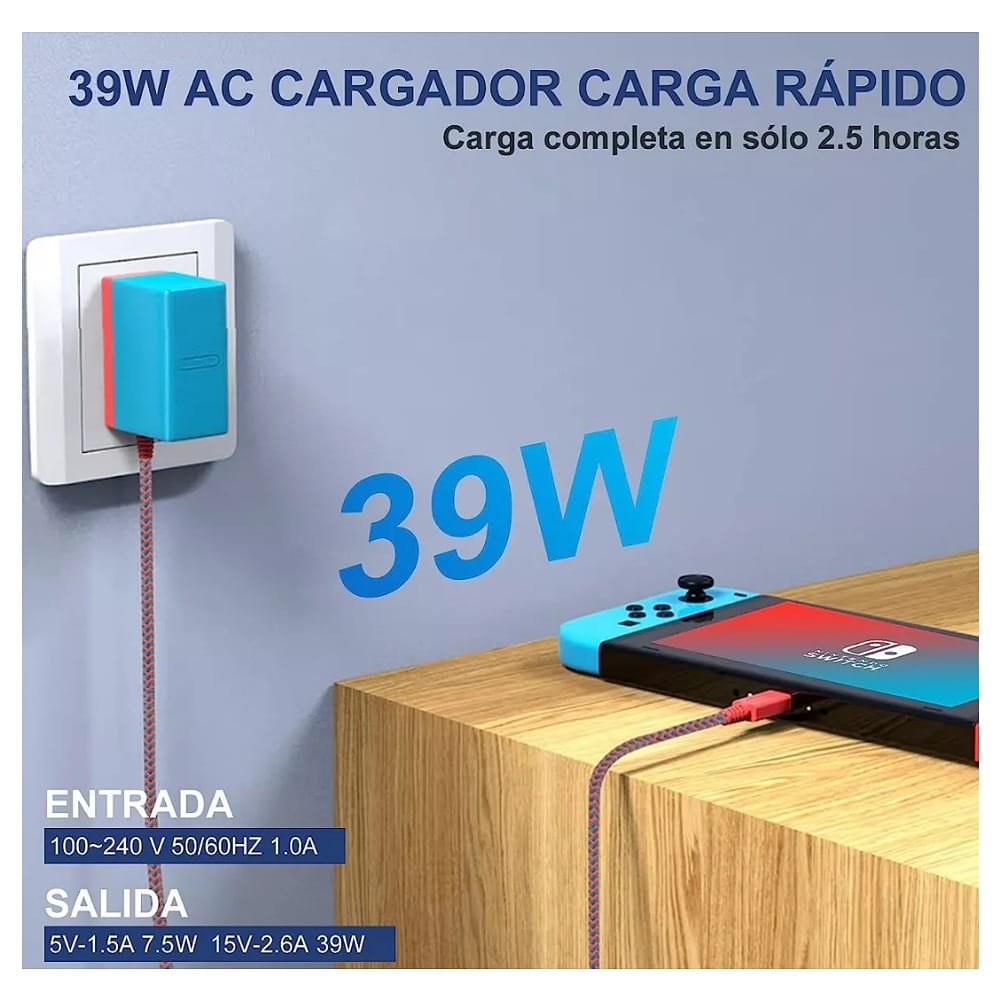 Cargador generico para Nintendo Switch 5v 1.5a/ 15v 2.6a Ac Adaptador