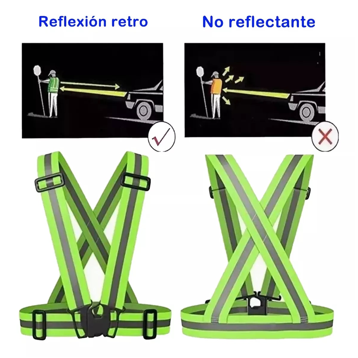 Set Chaleco Arnés Reflectante Para Motociclismo/ciclismo/4 Pcs