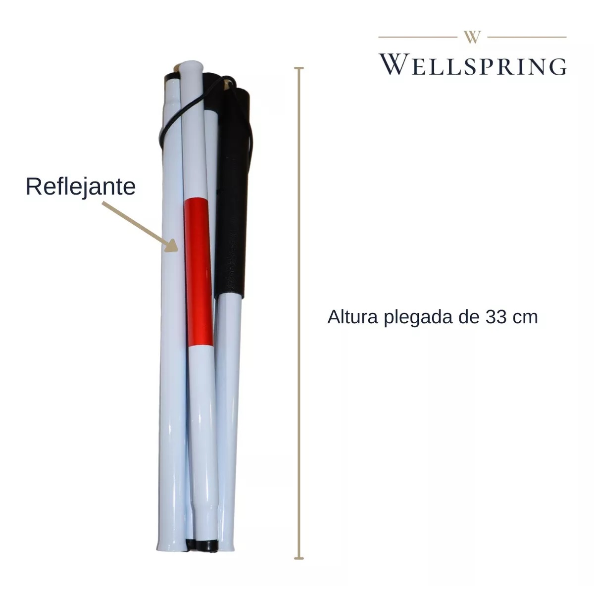 Baston Para Invidente Ciego Plegable Con Reflejante Color Blanco