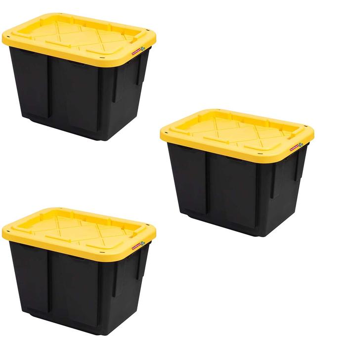 Contenedor de Plástico para Candado MXOXX-003-1 3 Pzas 45 Lt 51x38x37cm Apilable Polietileno Color NegroAmarillo, BoxIt