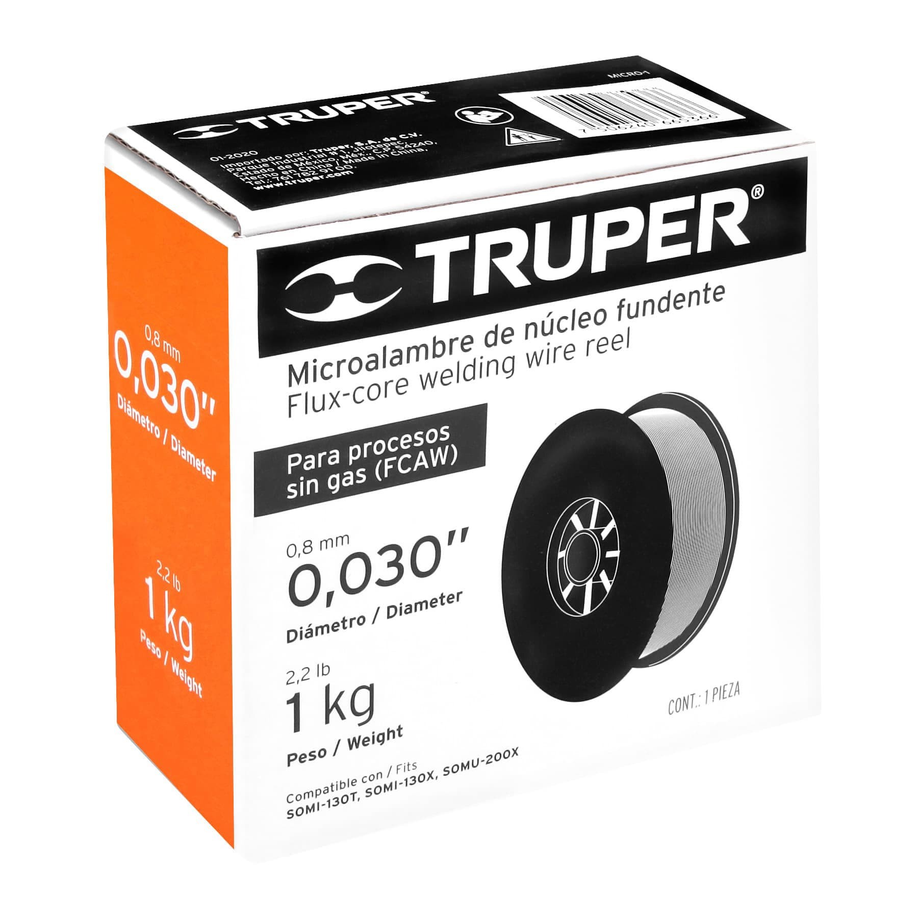 CAJA C/1 KG DE MICROALAMBRE NÚCLEO FUNDENTE, PROCESOS S/GAS TRUPER 13750