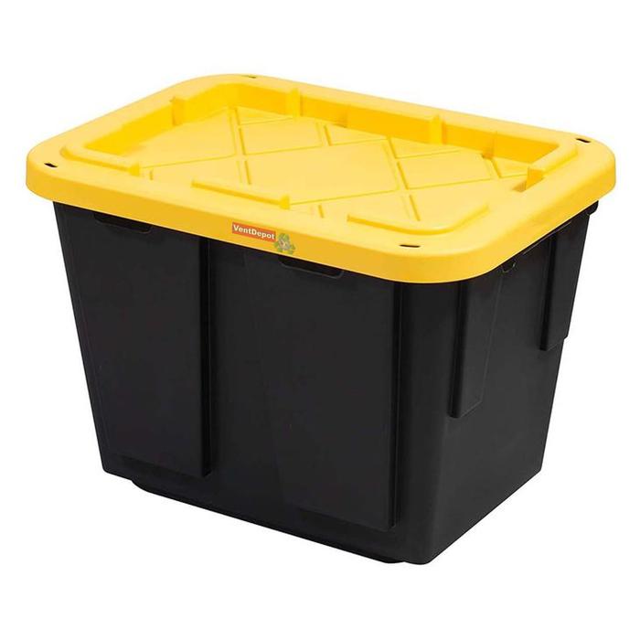 Caja con Tapa Organizadora MXOXX-005-4 5 Pzas 45 Lt 51x38x37cm Apilable Polietileno Color NegroAmarillo, BoxIt