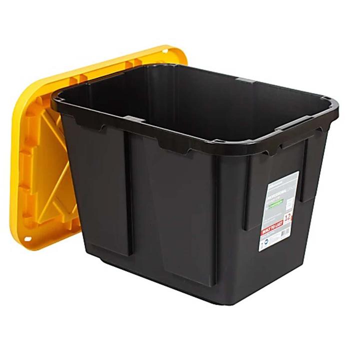 Caja con Tapa Organizadora MXOXX-005-4 5 Pzas 45 Lt 51x38x37cm Apilable Polietileno Color NegroAmarillo, BoxIt