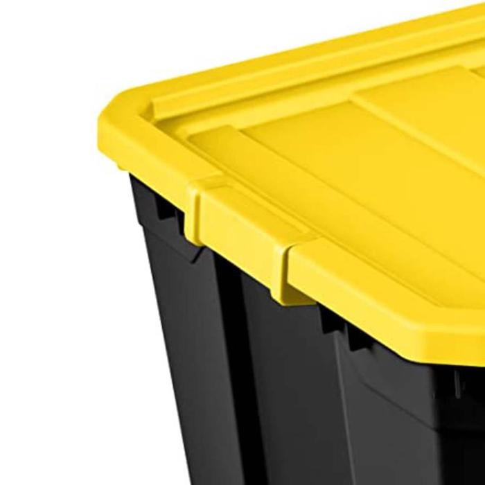 Caja con Tapa Organizadora MXOXX-005-4 5 Pzas 45 Lt 51x38x37cm Apilable Polietileno Color NegroAmarillo, BoxIt