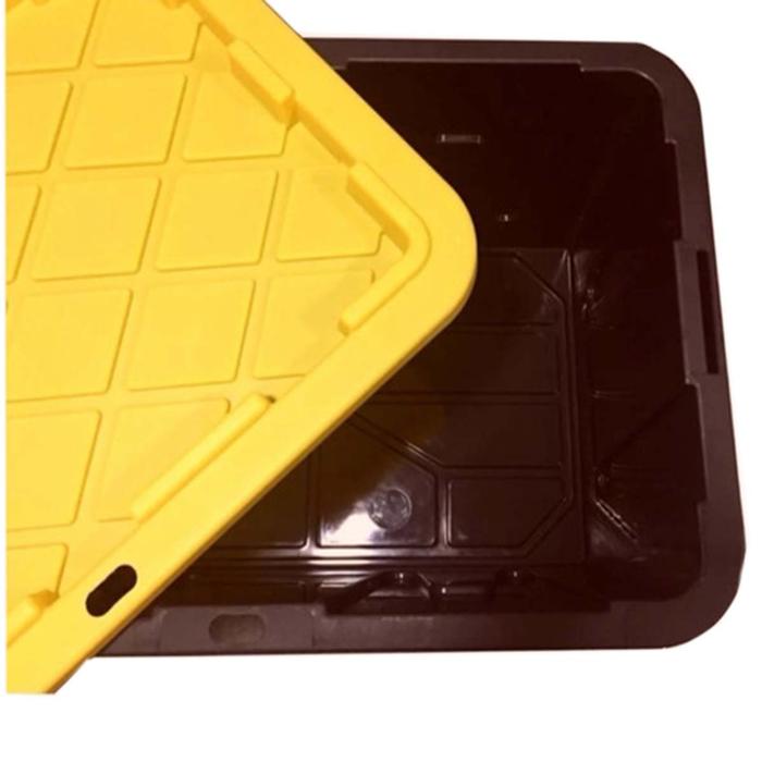 Caja con Tapa Organizadora MXOXX-005-4 5 Pzas 45 Lt 51x38x37cm Apilable Polietileno Color NegroAmarillo, BoxIt