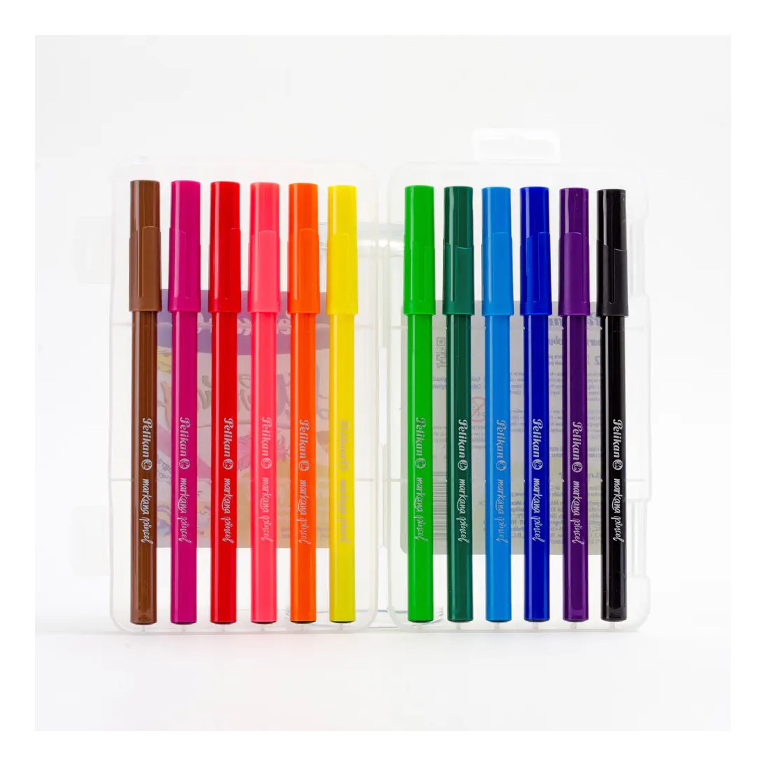 Pelikan Lettering Markana Pincel, Estuche con 12 Marcadores de Punta Pincel 30341200, Para Caligrafía, Colores Surtidos, Tinta Base Agua