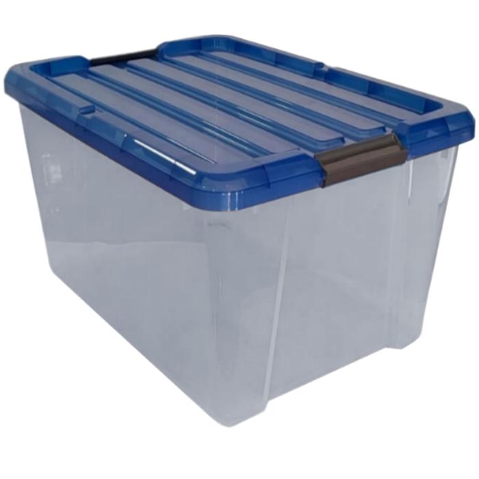 Contenedor Resistente MXBOU-001-3 1 Pza 42kg 58x55x40cm Apilable Polietileno Color TransparenteAzul, BoxPlus