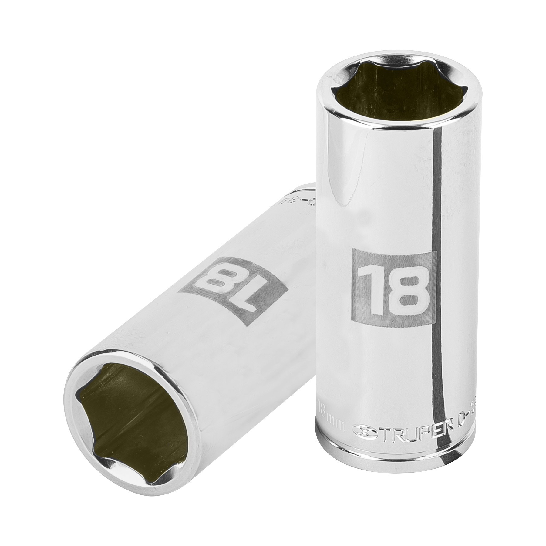 DADO LARGO DE 18 MM, 6 PUNTAS, CUADRO 3/8", TRUPER 13778