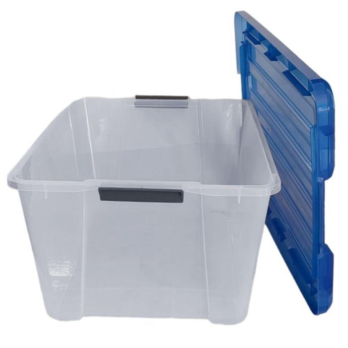 Contenedores Uso Rudo MXBOU-004-4 4 Pzas 42kg 58x55x40cm Apilable Polietileno Color TransparenteAzul, BoxPlus