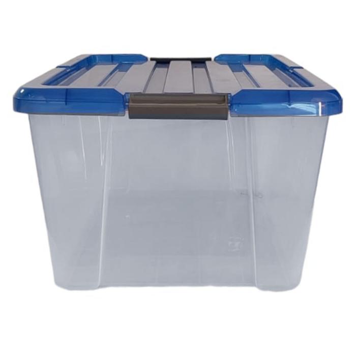 Caja para Organizar Objetos MXBOU-006-3 10 Pzas 42kg 58x55x40cm Apilable Polietileno Color TransparenteAzul, BoxPlus