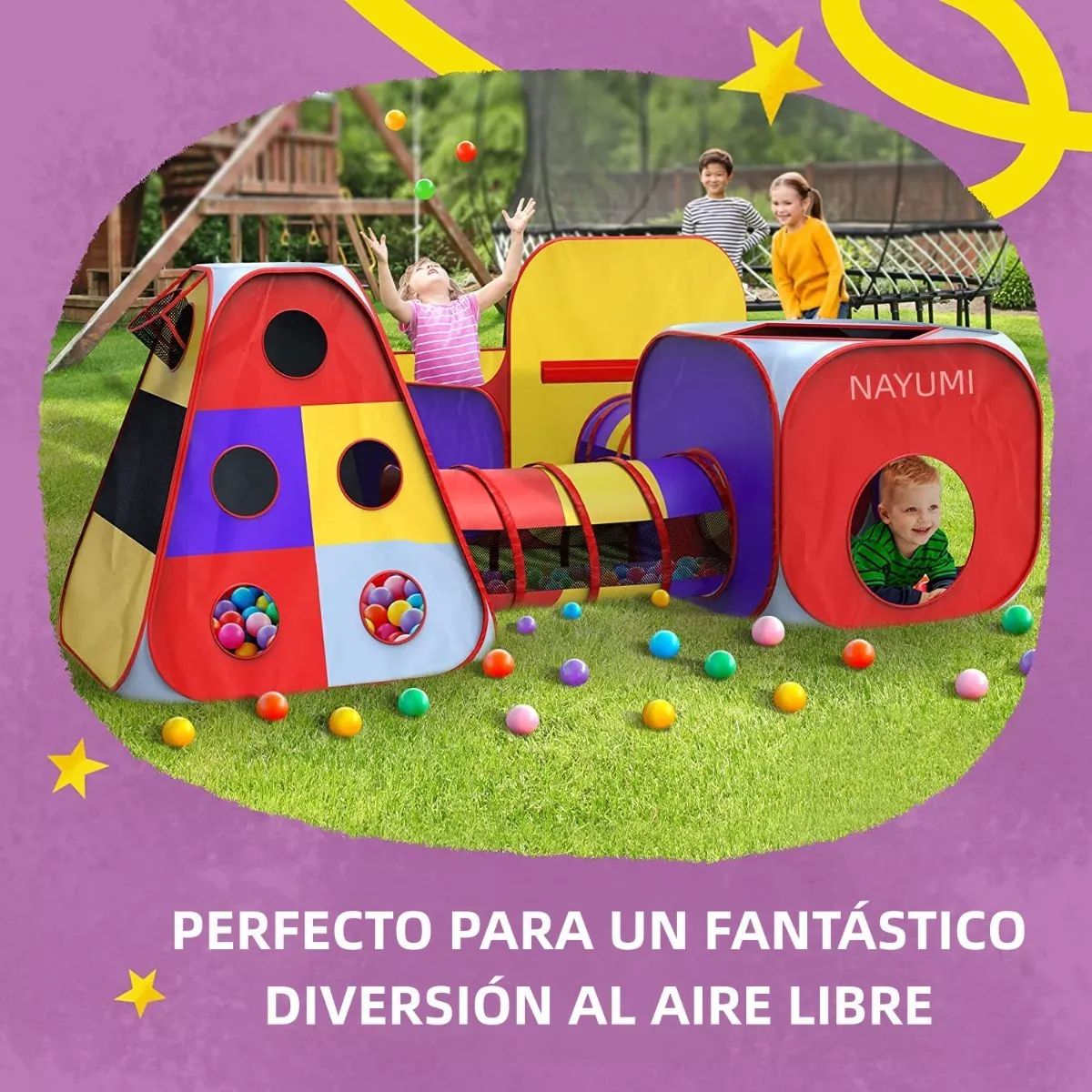 Túnel Infantil para Niños con Alberca para Pelotas Tienda Carpa Casita Castillo 7 en 1 Juguetes