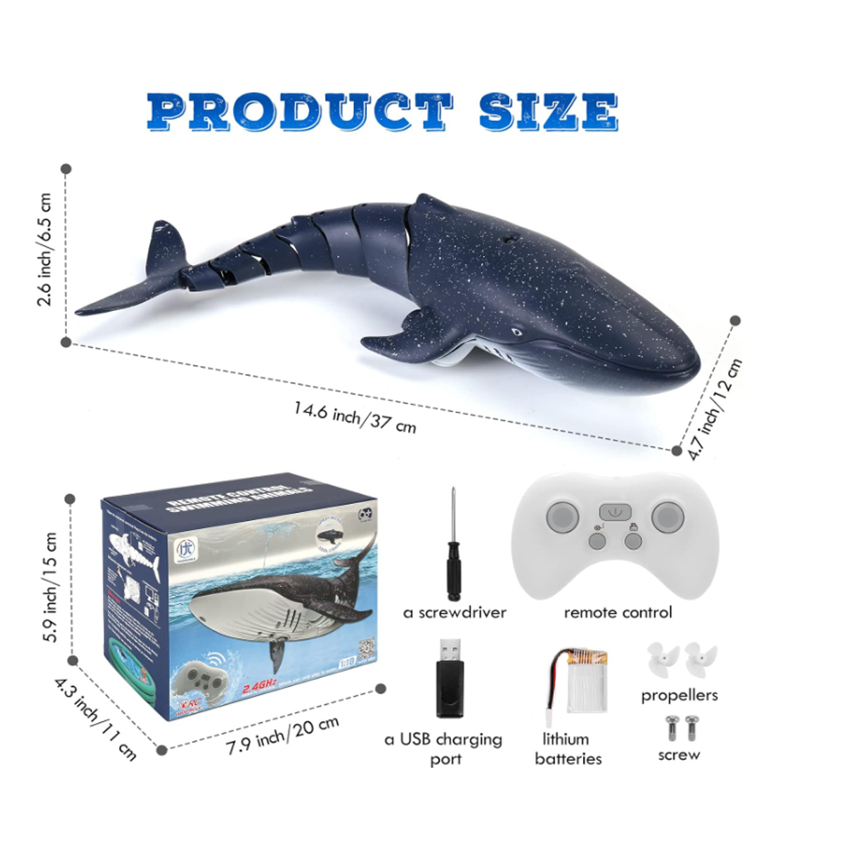 Juguete Ballena Azul Rociadora de Control Remoto