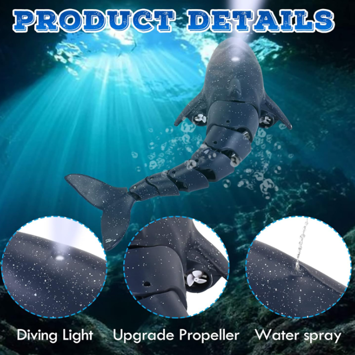 Juguete Ballena Azul Rociadora de Control Remoto