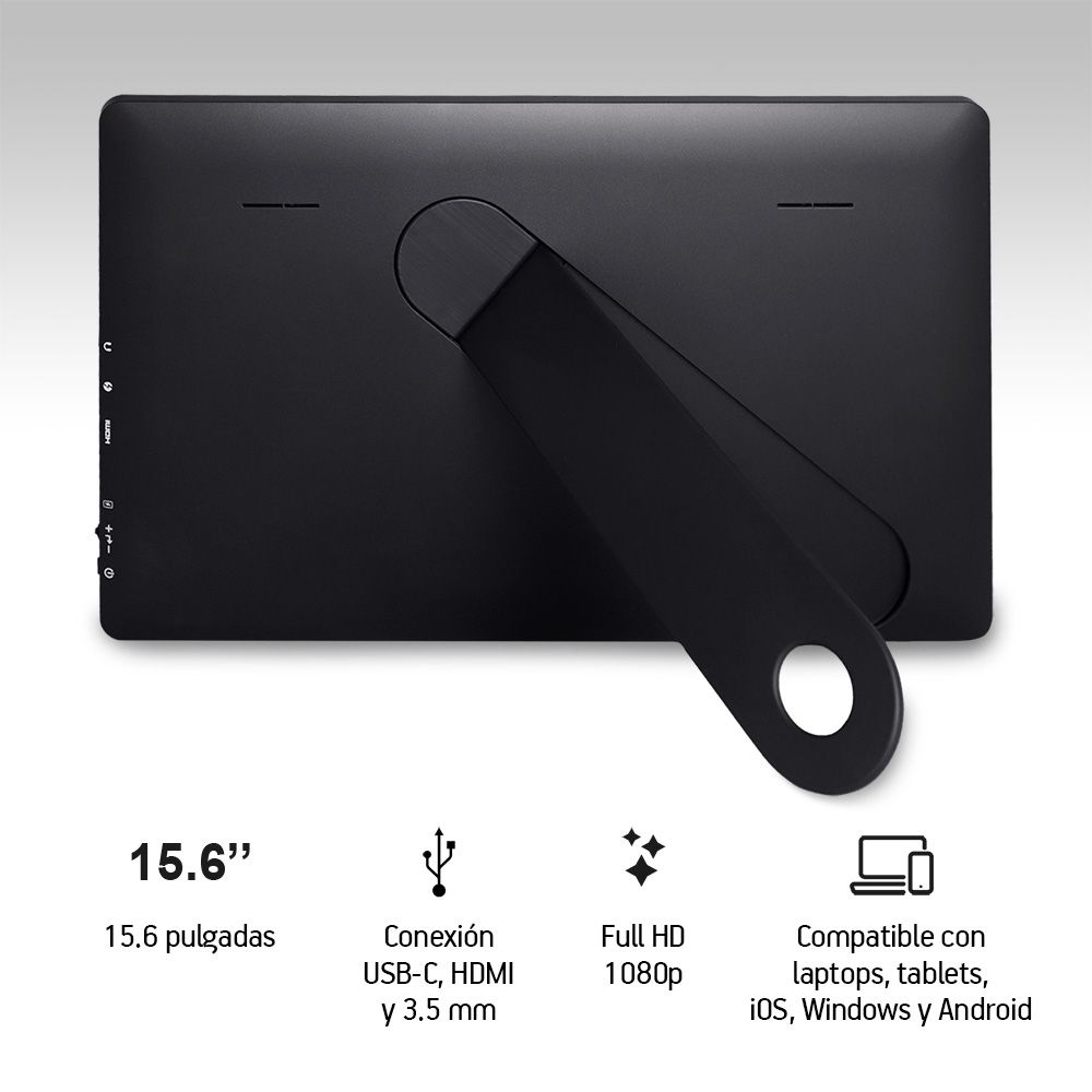Monitor Portátil Full HD de 15.6 pulgadas para Laptop, Tablet y Celular Android