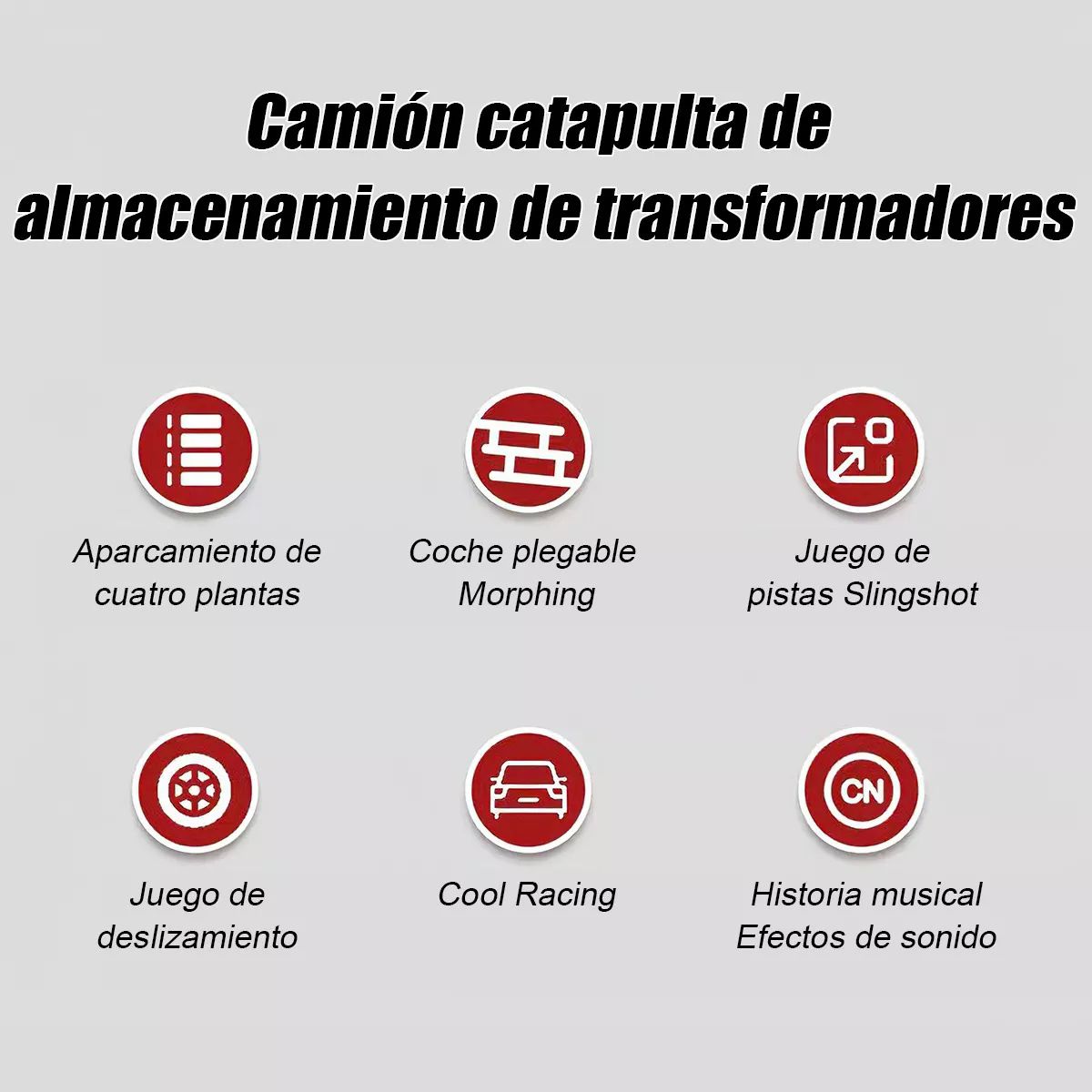 Camión Porta Coches Carros Color Rojo con Eyección de Luz y Sonido 25 Piezas Juguetes