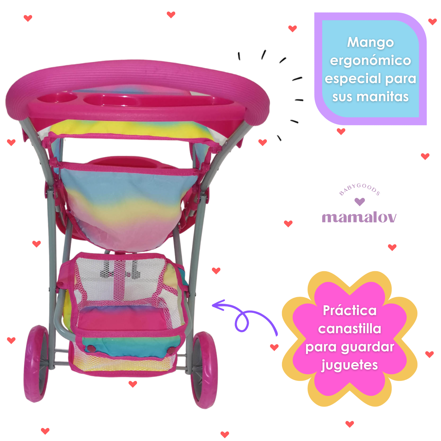 Carriolita De Juguete Para Muñecas Ibaby Treta - Rainbow