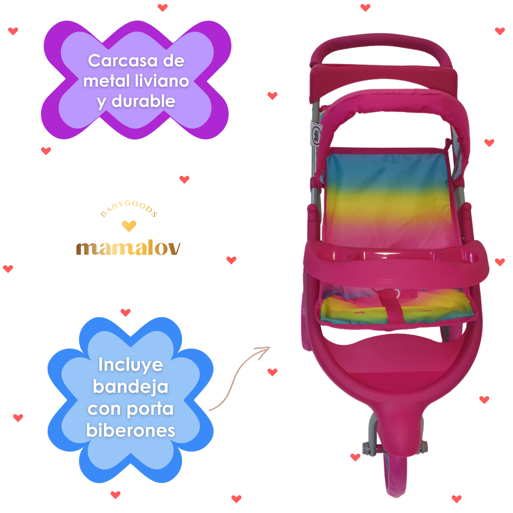 Carriolita De Juguete Para Muñecas Ibaby Treta - Rainbow