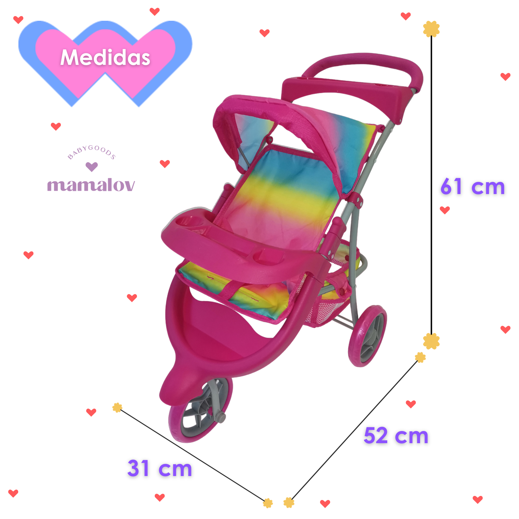 Carriolita De Juguete Para Muñecas Ibaby Treta - Rainbow