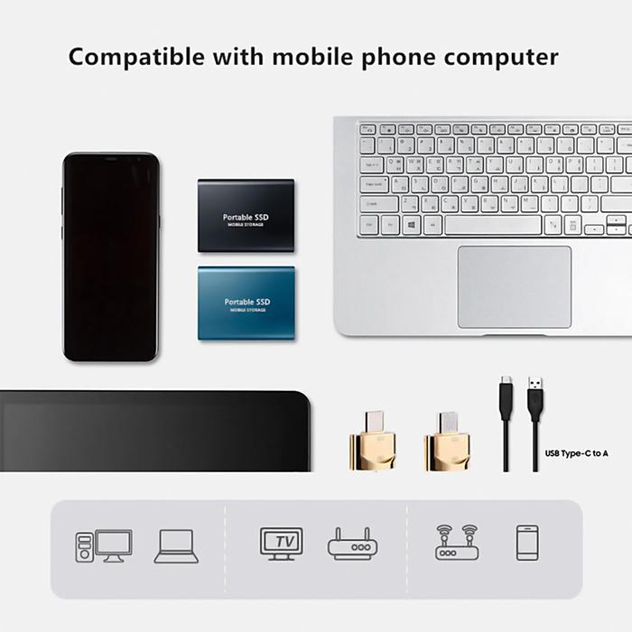 Disco Solido SSD Externo USB 3,1 MXMDD-008-3 2 Pzas 4TB Plata SSD Lectura 30 MBs Escritura 37 MBs USB-C Entrada USB-A-C Salida, SolidMini04TB-WIN