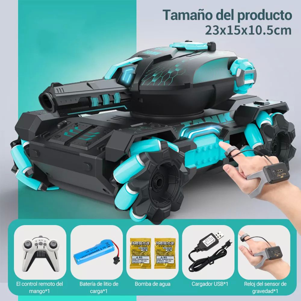 Carro Coche Tanque Control Remoto Recargable Lanza Balas Doble Gesto Rotación 360 Juguetes