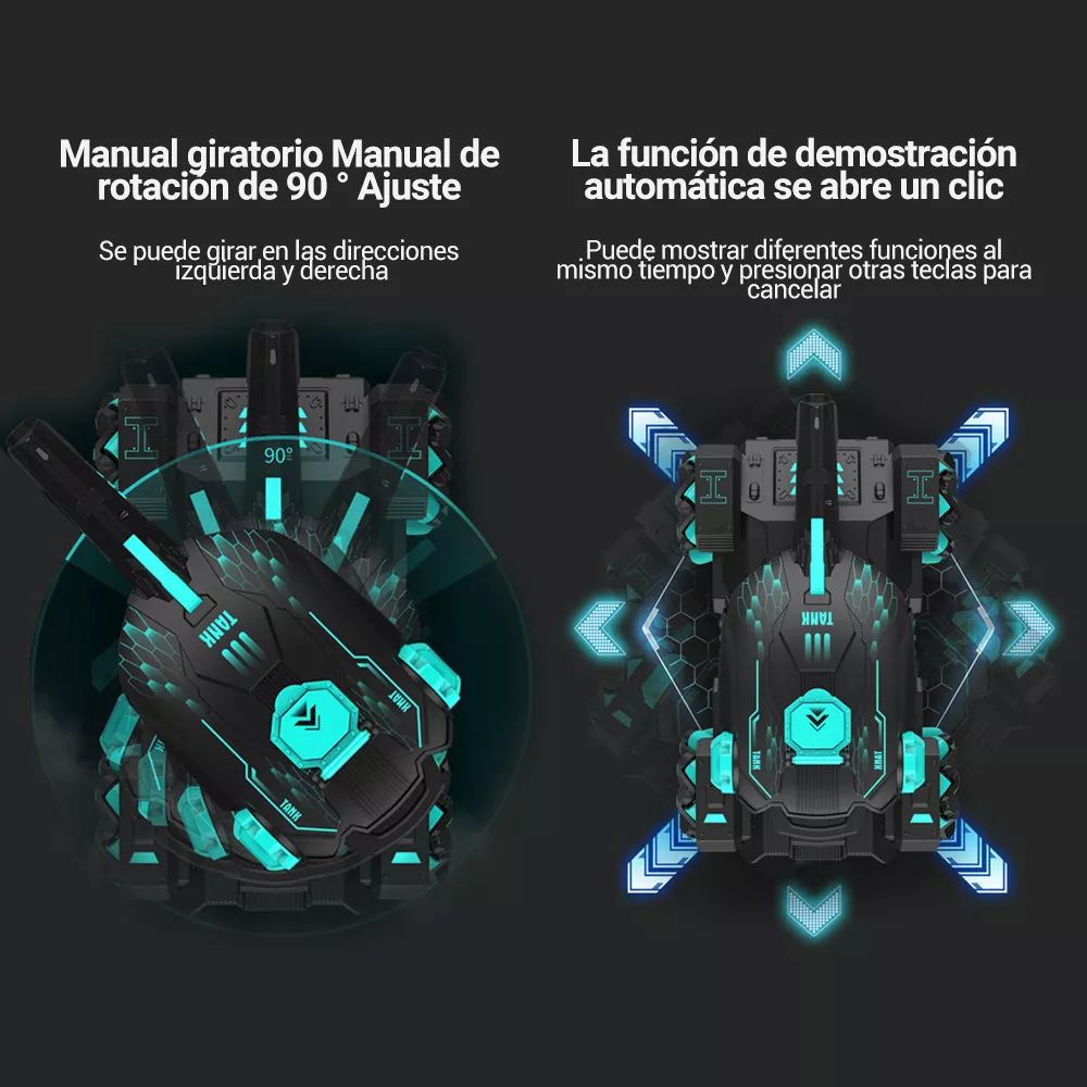 Carro Coche Tanque Control Remoto Recargable Lanza Balas Doble Gesto Rotación 360 Juguetes