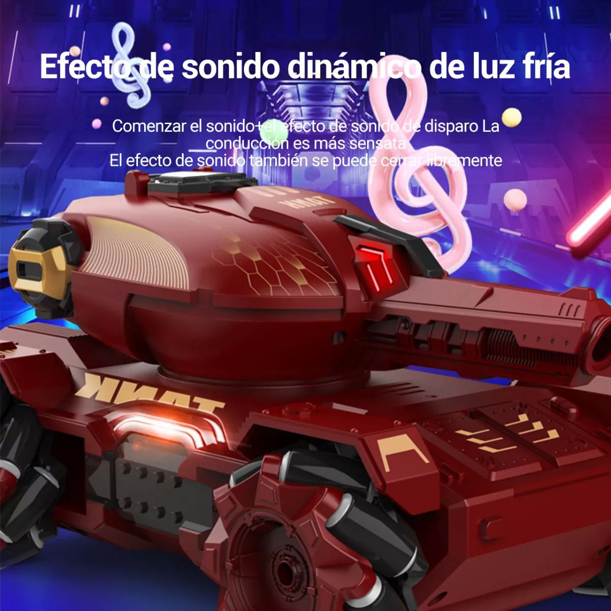 Carro Coche Tanque Control Remoto Recargable Lanza Balas Doble Gesto Rotación 360 Juguetes