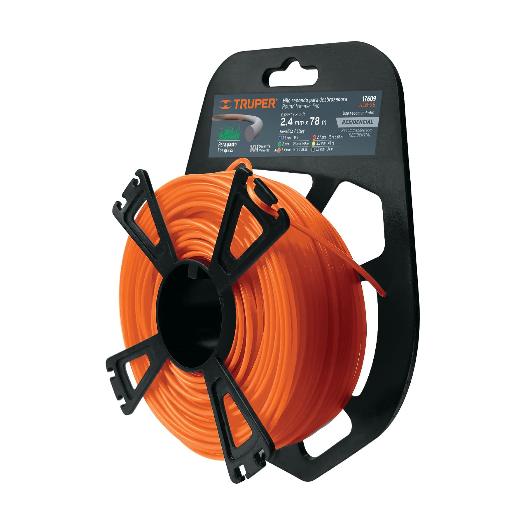 ROLLO DE HILO PARA DESBROZADORA, 2.4 MM X 78 M, TRUPER 17609