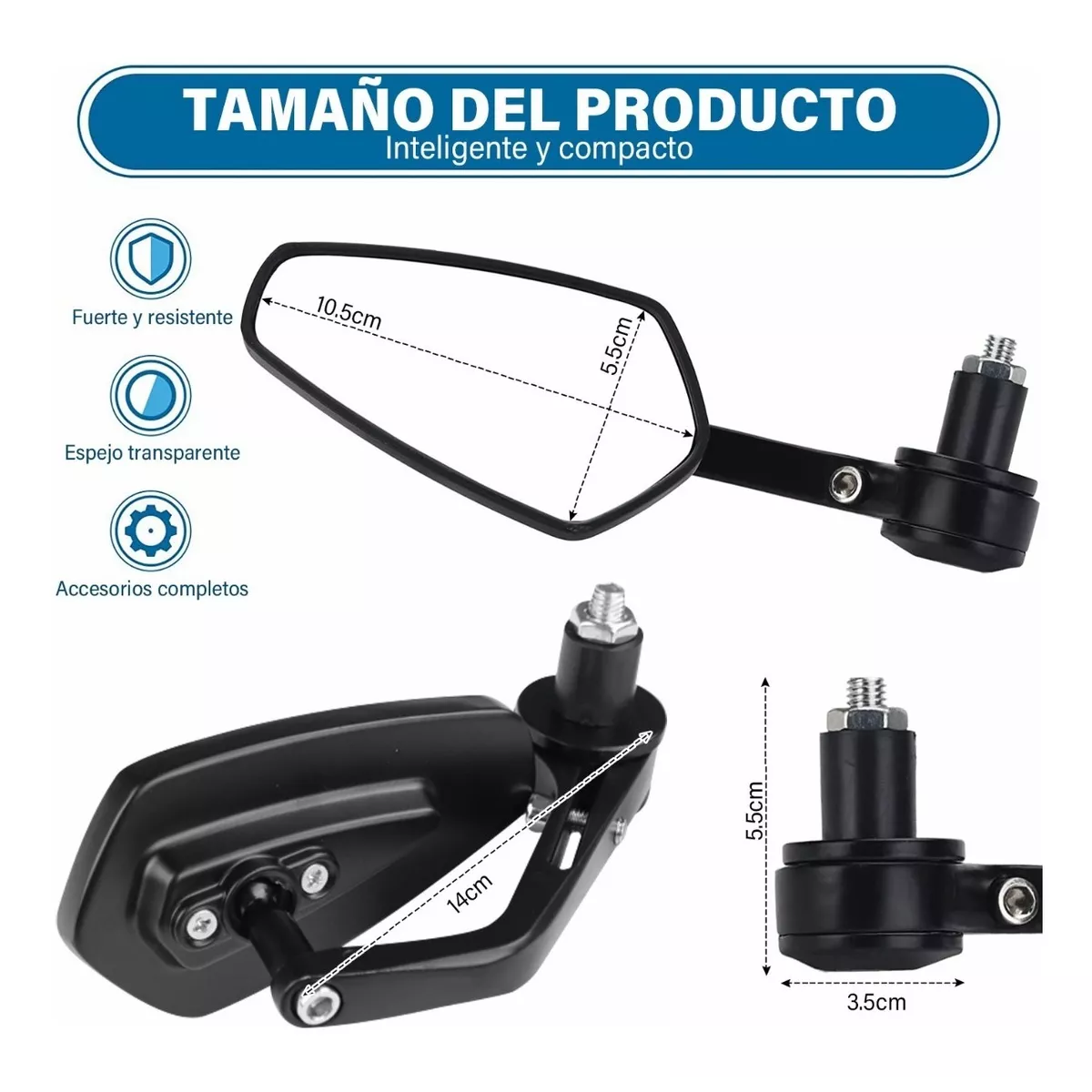 Espejos Moto Deportivos Street Cafe Racer Anti-reflejante