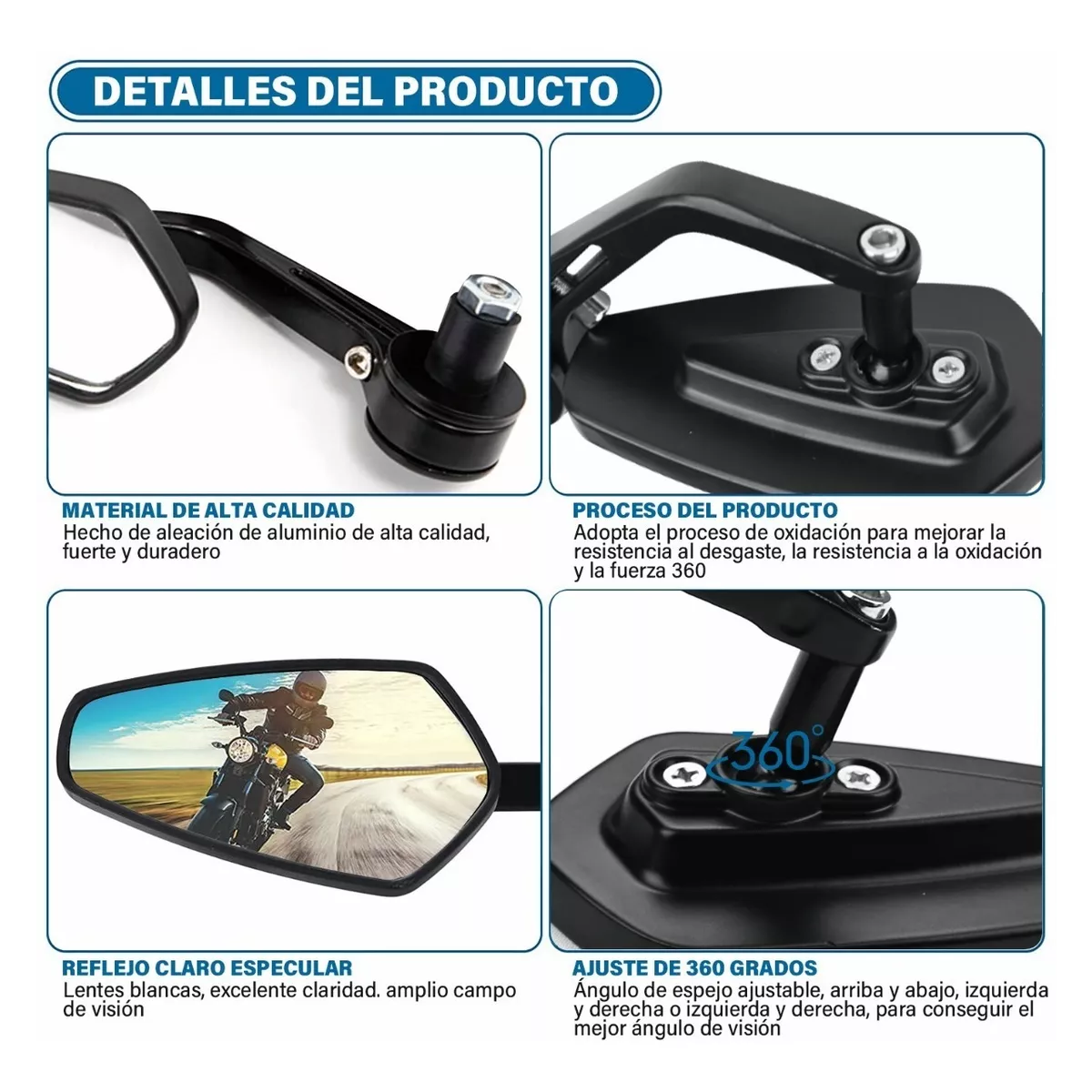 Espejos Moto Deportivos Street Cafe Racer Anti-reflejante