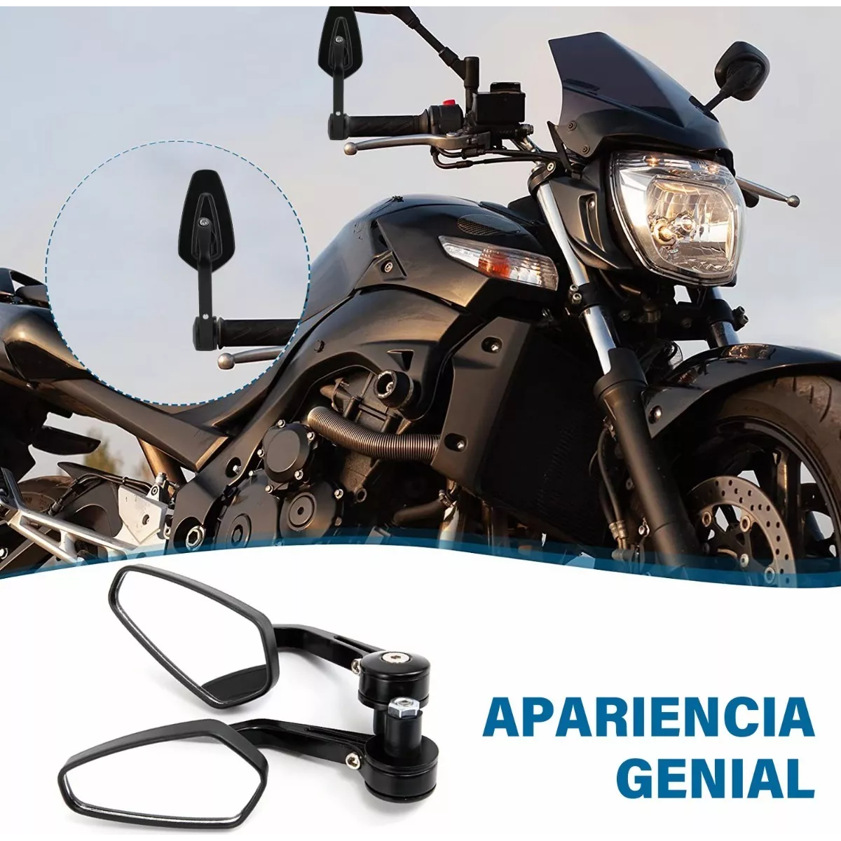 Espejos Moto Deportivos Street Cafe Racer Anti-reflejante