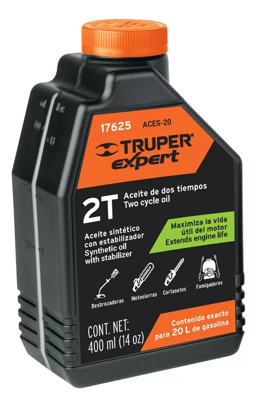 ACEITE SINTÉTICO PARA MOTOR DE 2 TIEMPOS, 400 ML TRUPER 17625
